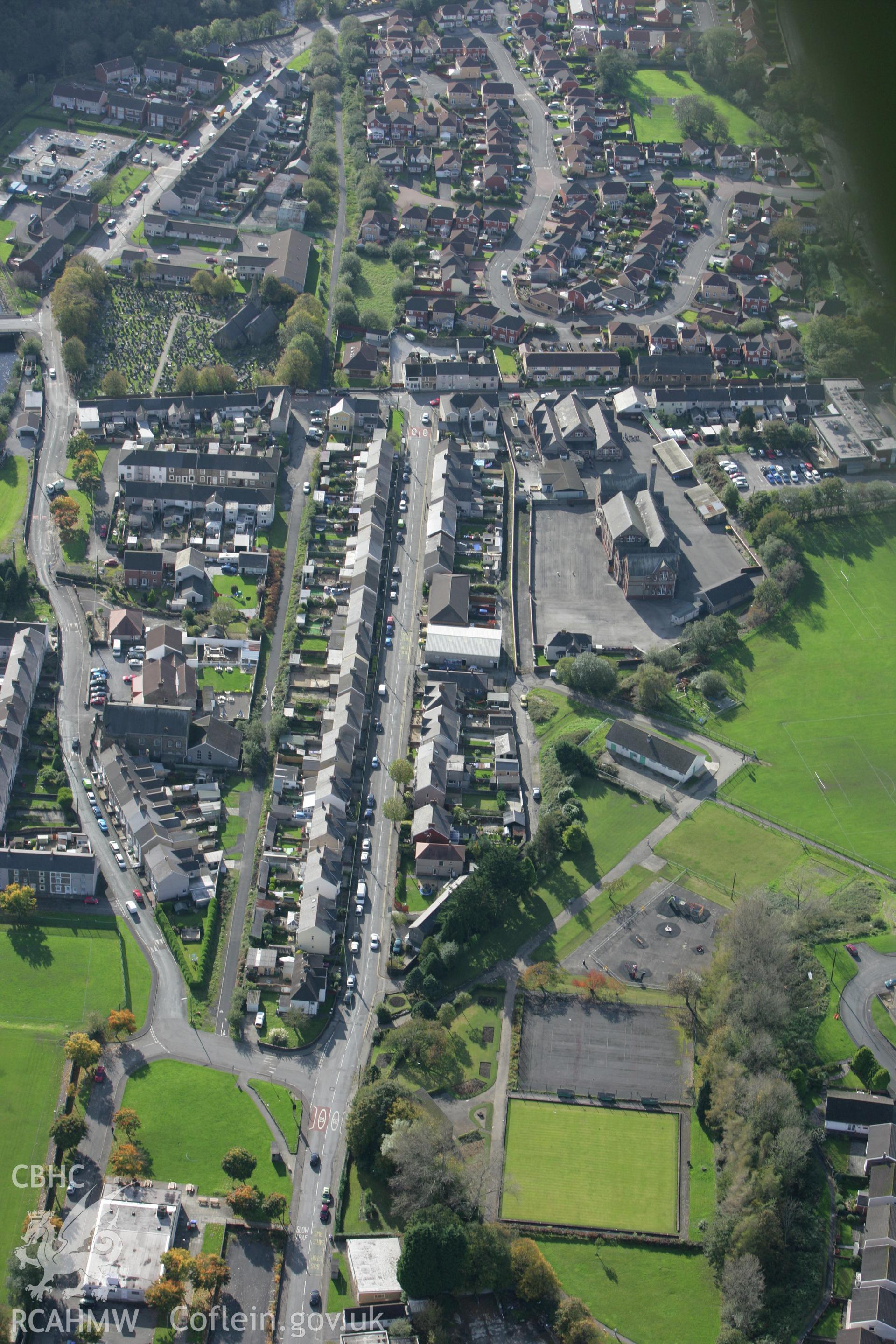 RCAHMW colour oblique photograph of Cwmafan, with Cwmafan Junior and Infant schools. Taken by Toby Driver on 16/10/2008.