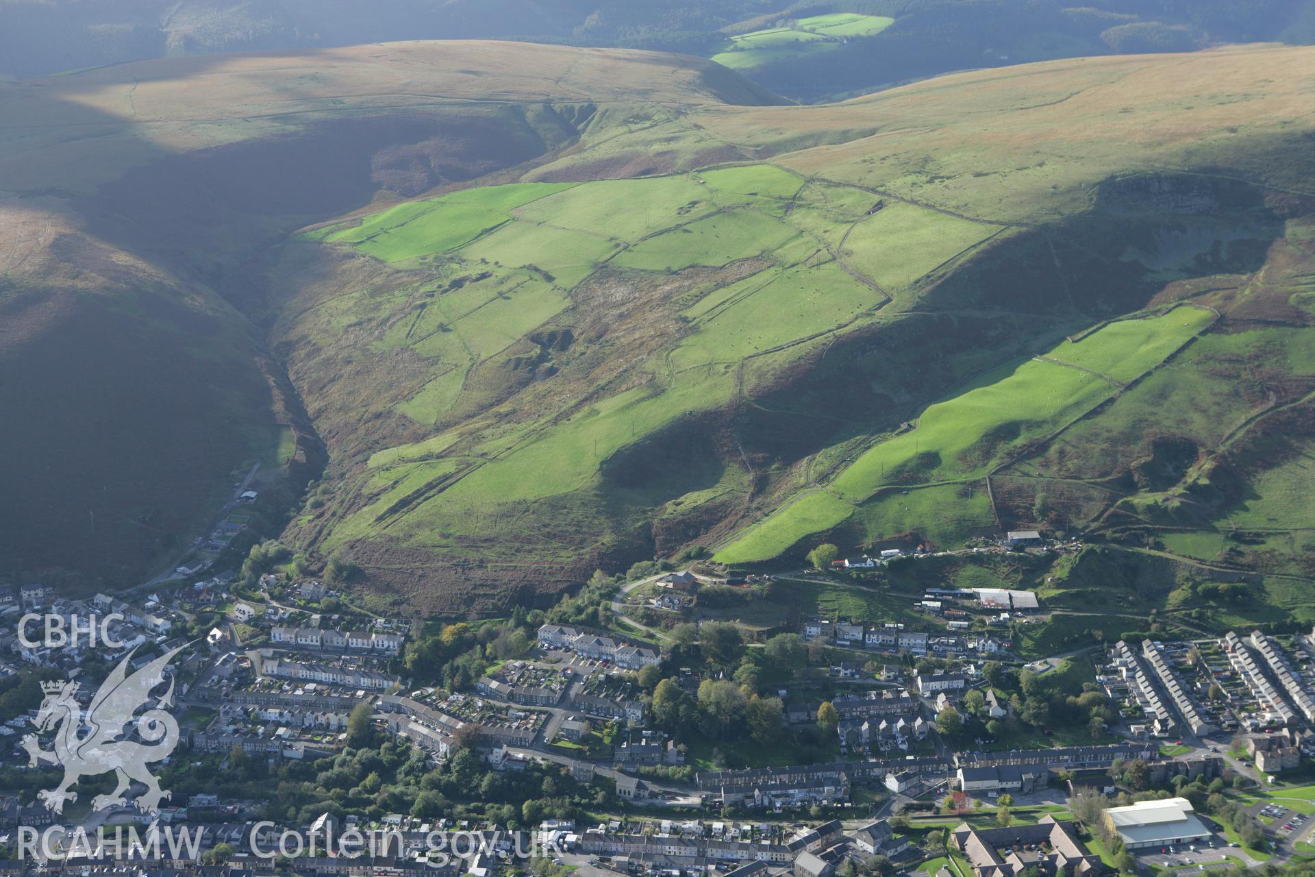 RCAHMW colour oblique photograph of Ogmore Vale, from the east. Taken by Toby Driver on 16/10/2008.