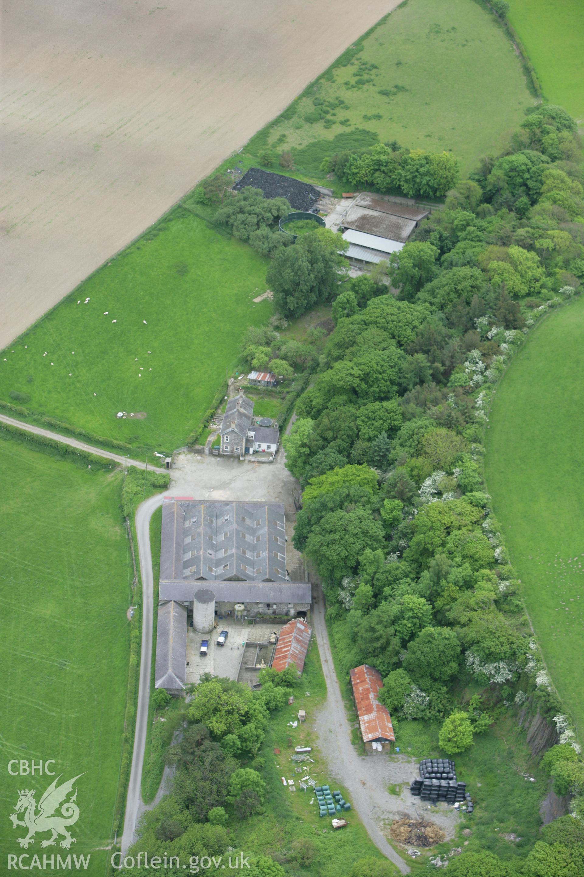 RCAHMW colour oblique photograph of Tan-y-graig Farm, Llanfarian. Taken by Toby Driver on 20/05/2008.