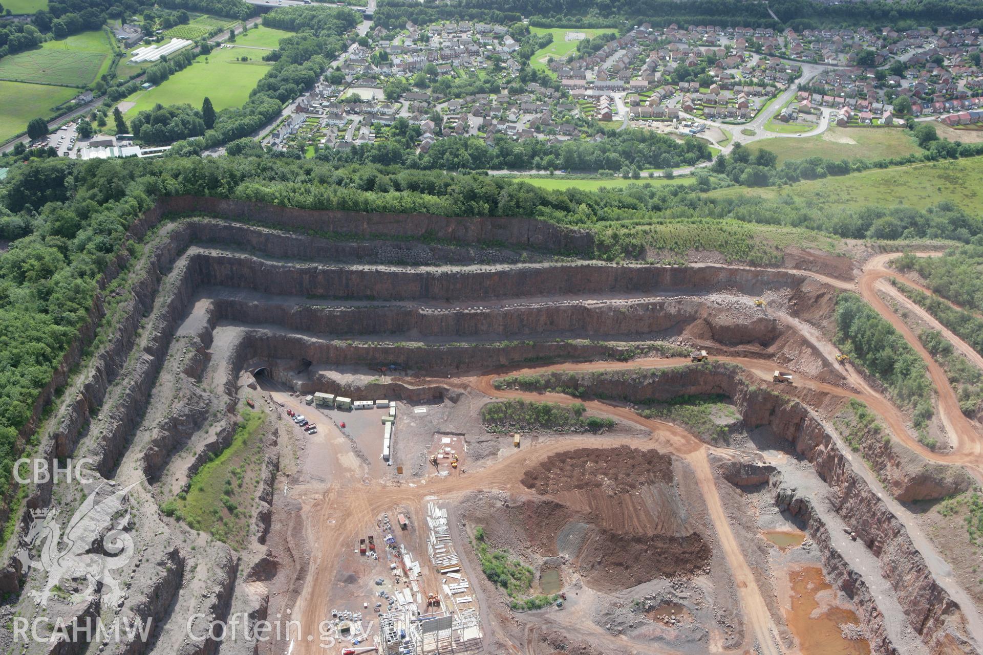 RCAHMW colour oblique photograph of Taff's Well Quarry, Pentrych. Taken by Toby Driver on 21/07/2008.