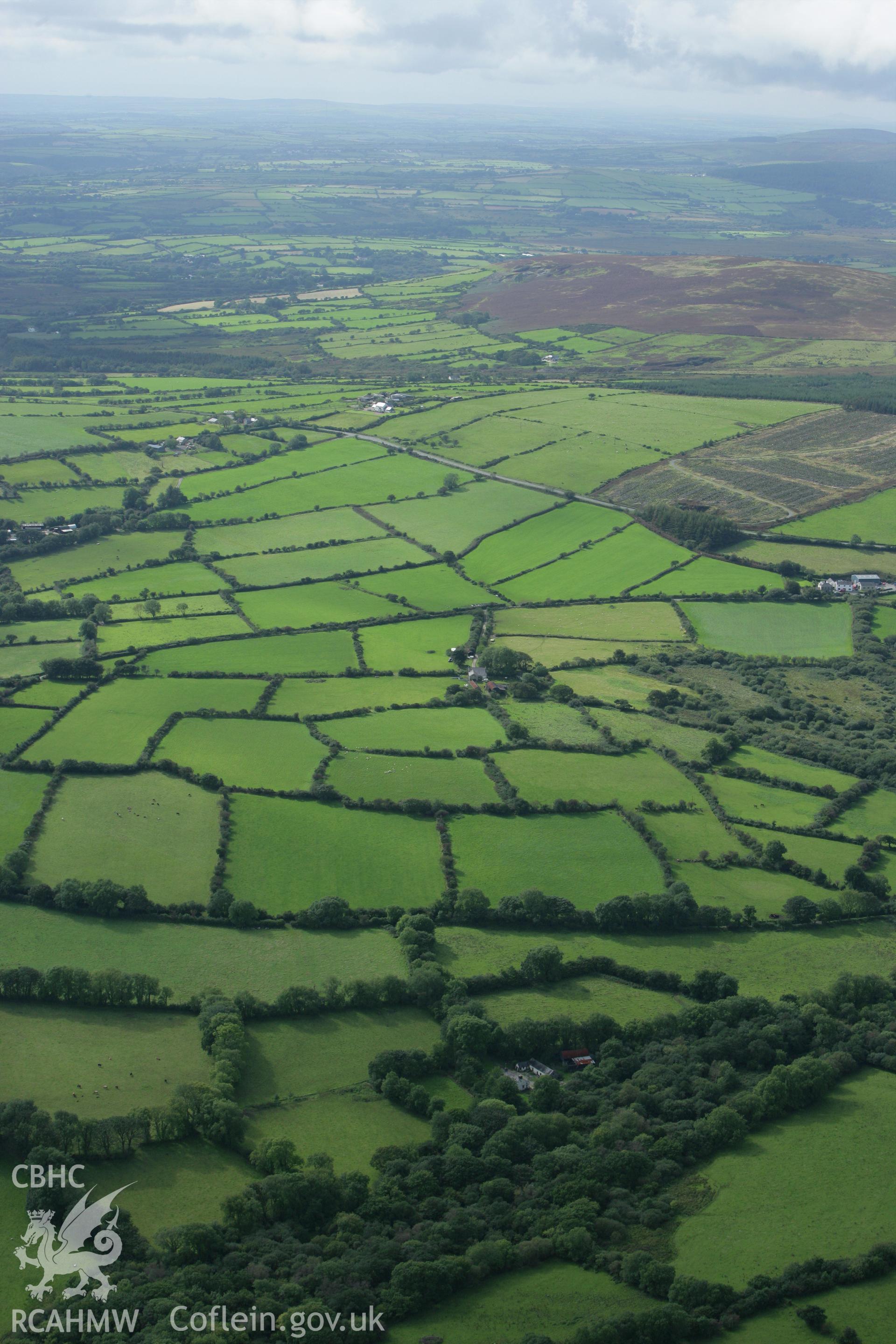 RCAHMW colour oblique photograph of landscape looking west towards Foel Dyrch, from Waun Portis Melin. Taken by Toby Driver on 12/09/2008.