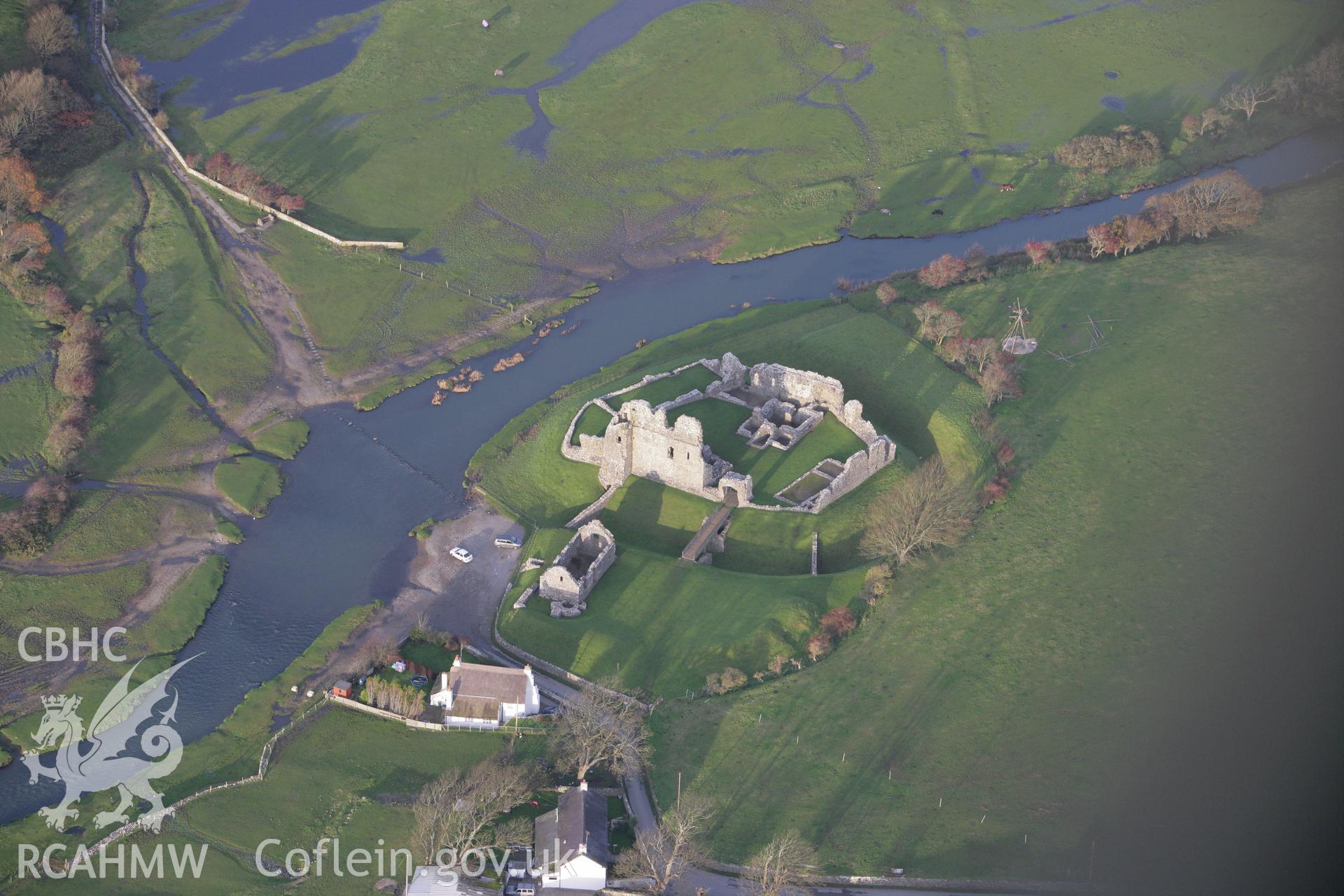 RCAHMW colour oblique photograph of Ogmore Castle. Taken by Toby Driver on 12/11/2008.