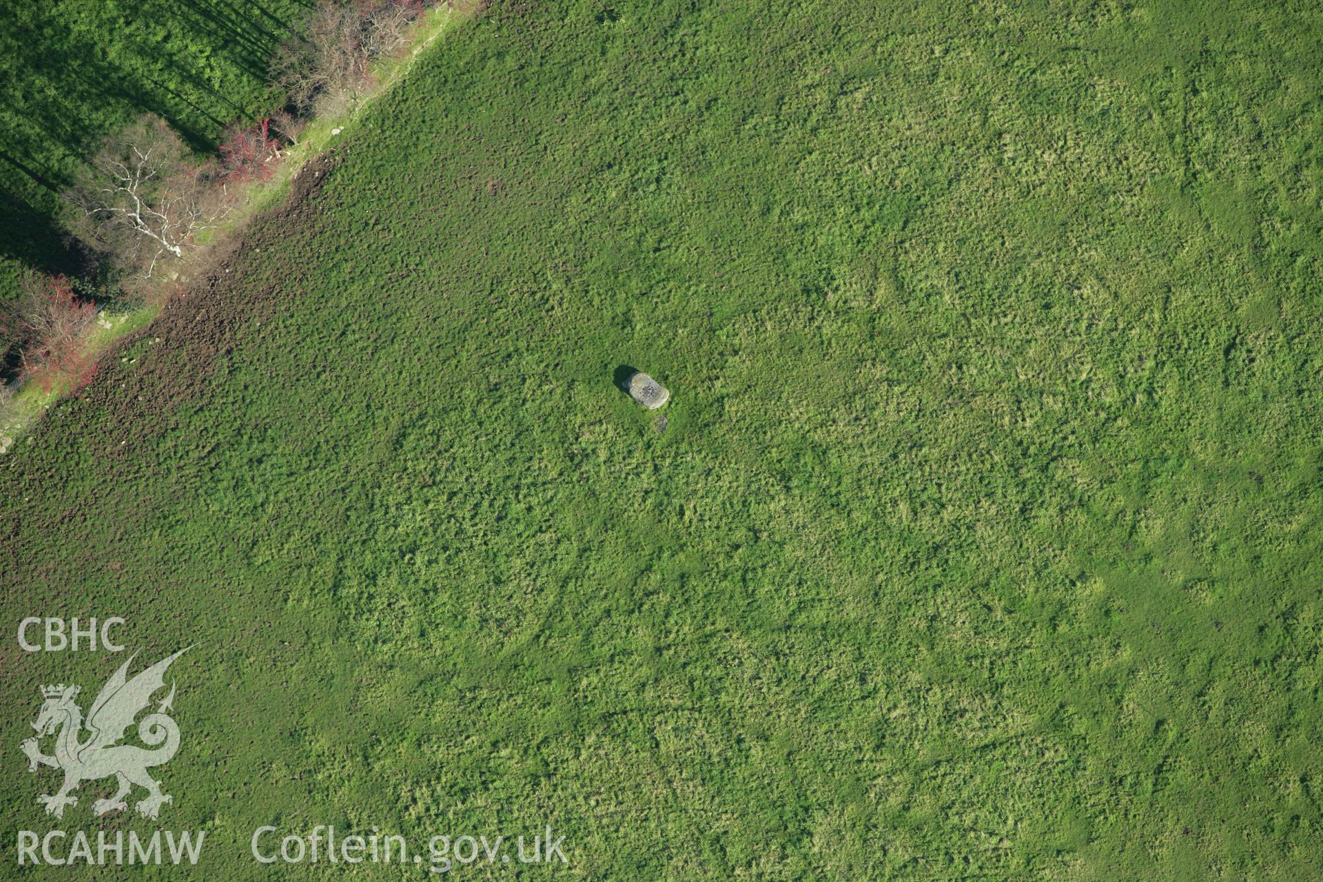 RCAHMW colour oblique photograph of Maen Cattwg, cup-marked stone. Taken by Toby Driver on 16/10/2008.