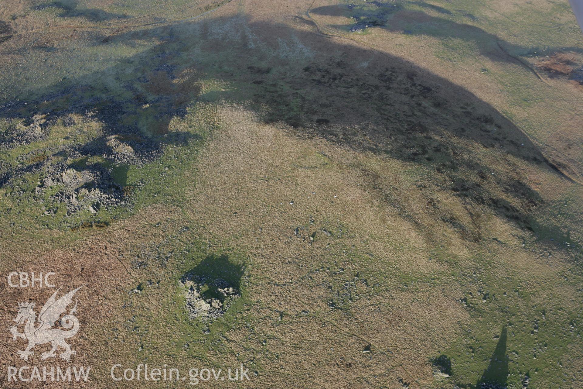 RCAHMW colour oblique photograph of Carn Breseb enclosure, possible sheep fold. Taken by Toby Driver on 15/12/2008.