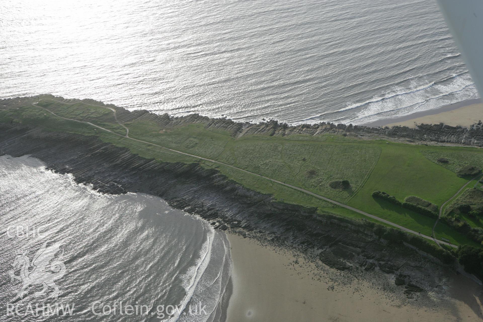 RCAHMW colour oblique photograph of Friars Point Pillow Mound. Taken by Toby Driver on 12/11/2008.