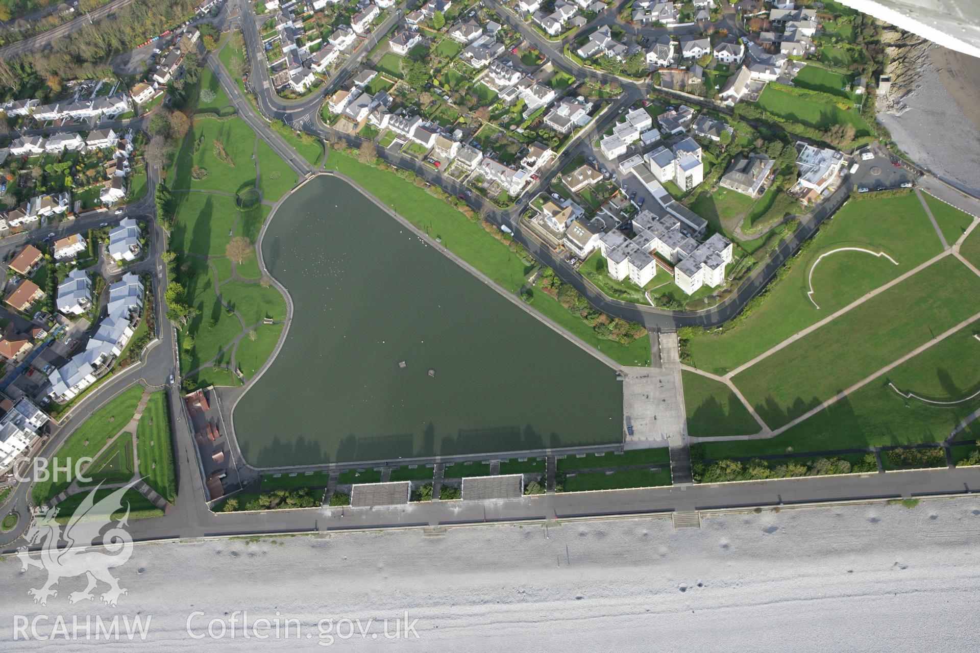 RCAHMW colour oblique photograph of Cold Knap Park and Lido. Taken by Toby Driver on 12/11/2008.