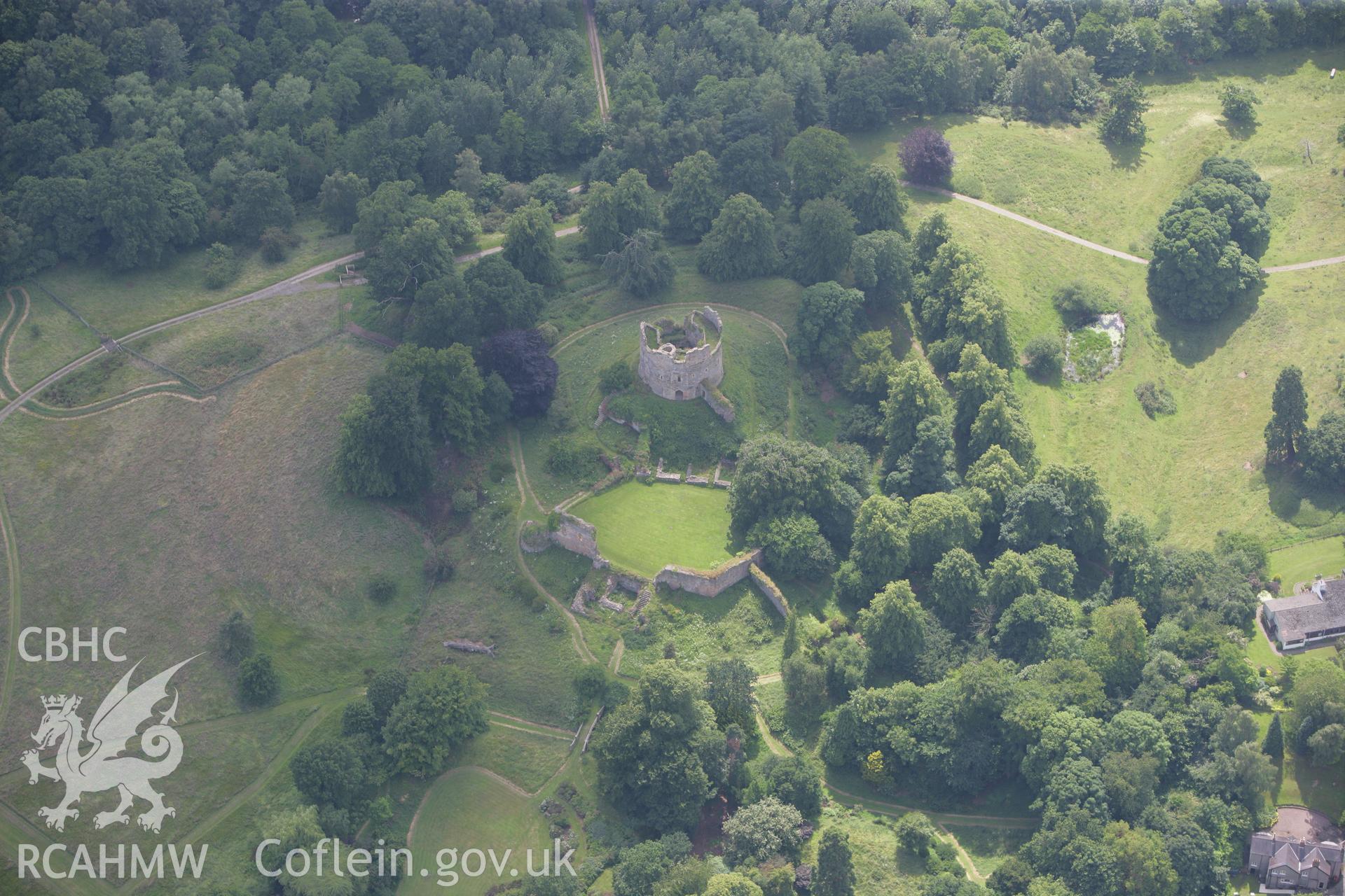 RCAHMW colour oblique photograph of Hawarden Castle ruins. Taken by Toby Driver on 01/07/2008.