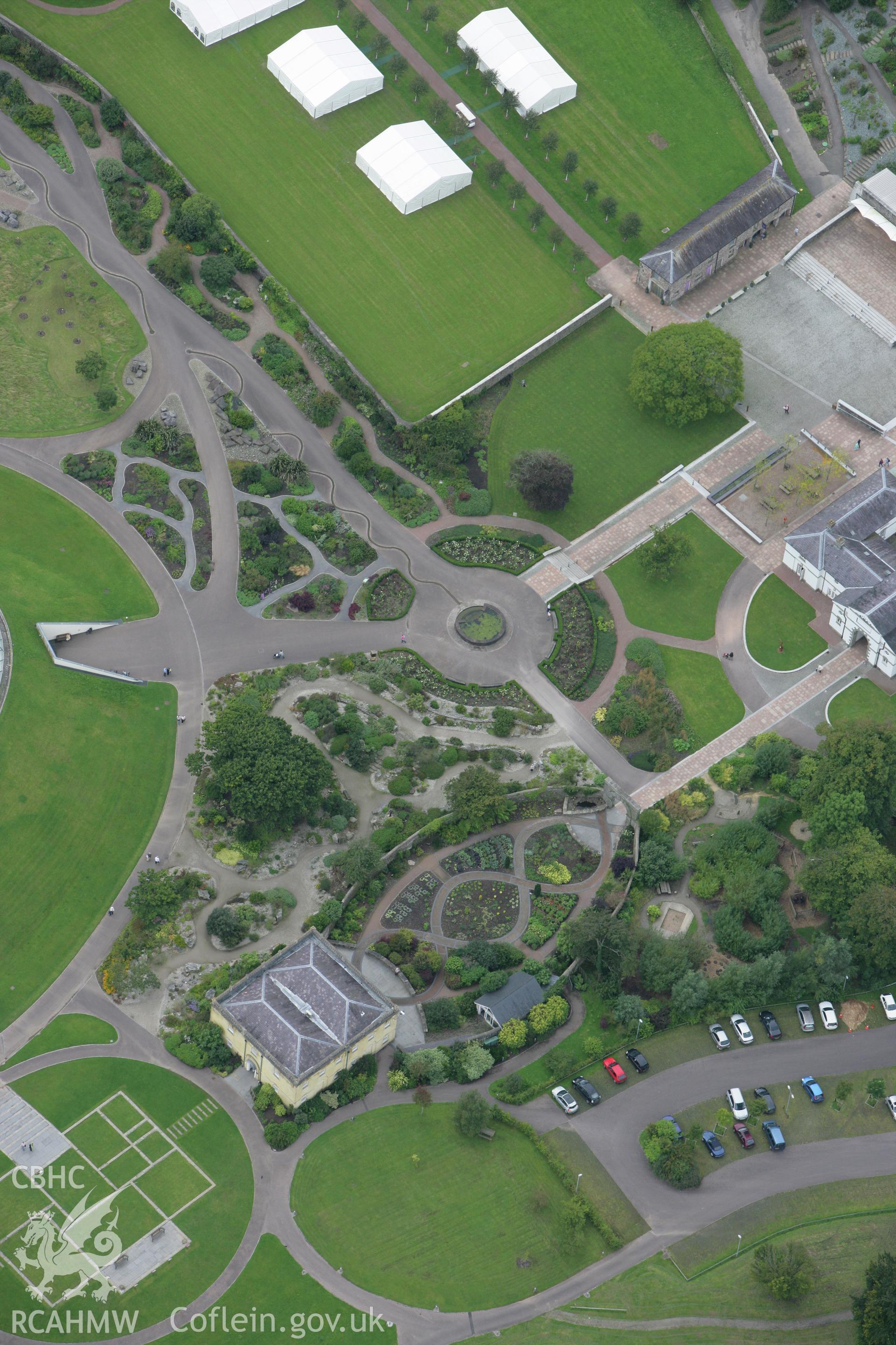 RCAHMW colour oblique photograph of Middleton Hall, ground and gardens, The National Botanic Garden of Wales. Taken by Toby Driver on 12/09/2008.