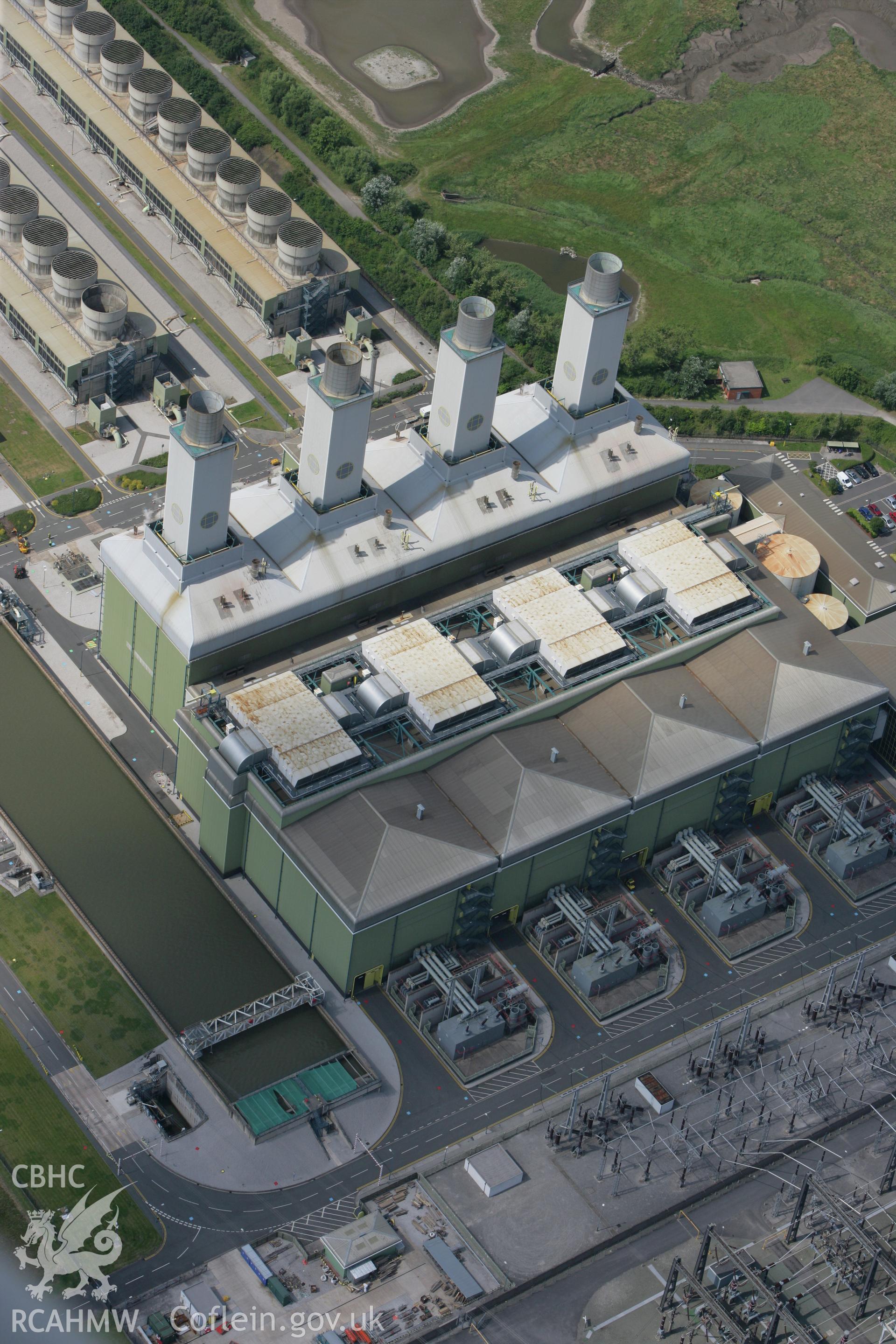 RCAHMW colour oblique photograph of Connah's Quay Power Station. Taken by Toby Driver on 01/07/2008.