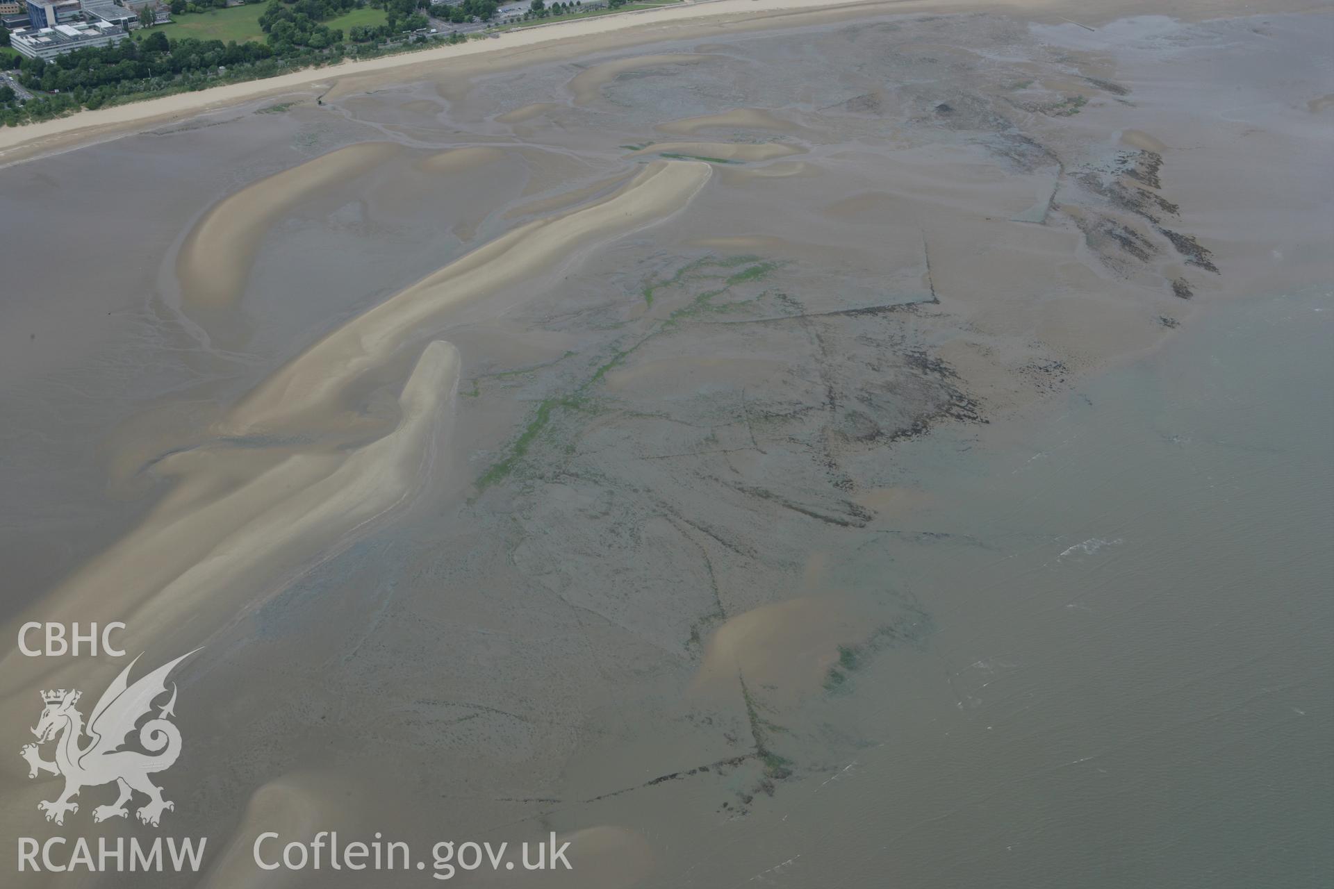 RCAHMW colour oblique photograph of Swansea Bay Fish Traps 4, 5, 7, 6 and 27. Taken by Toby Driver on 20/06/2008.