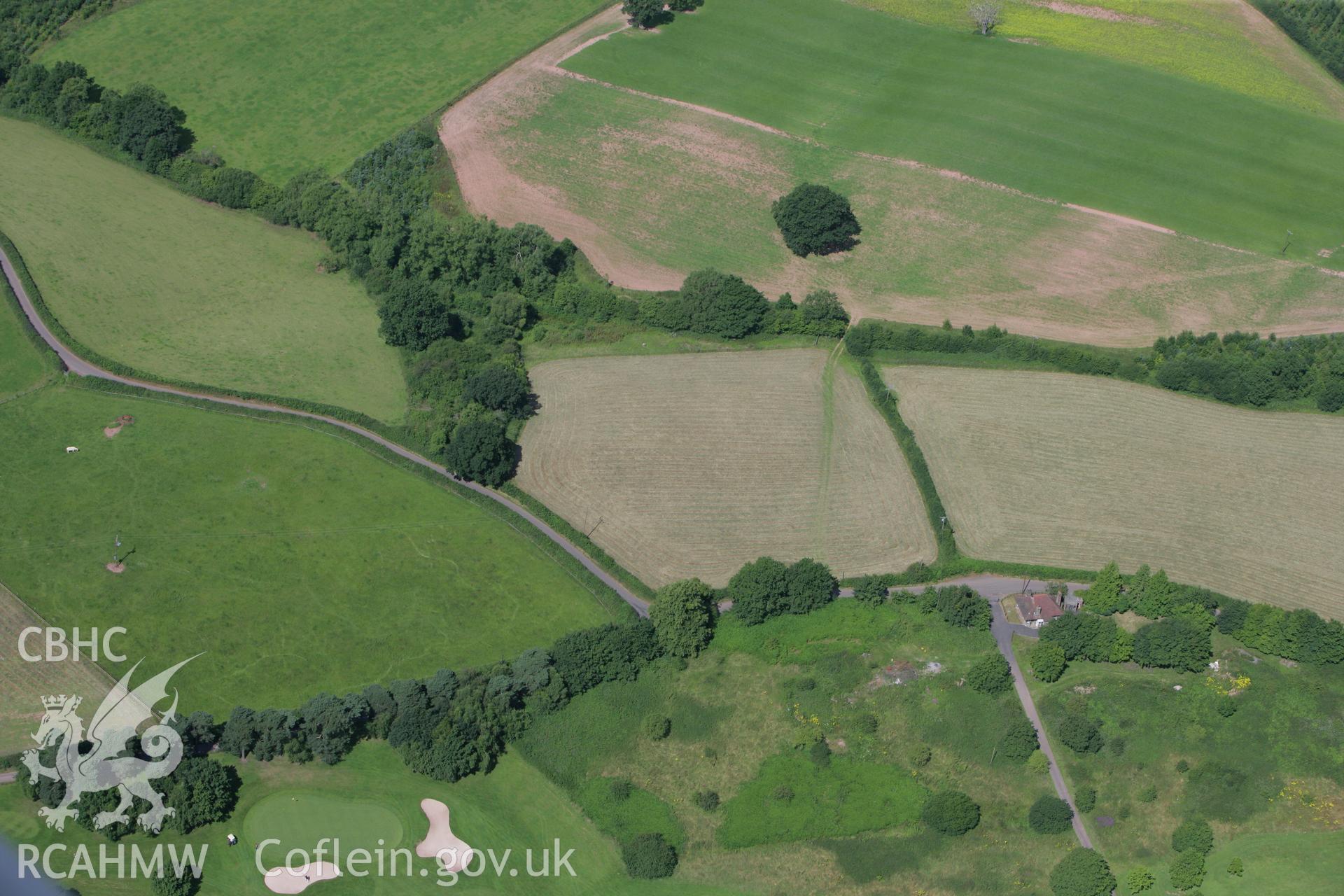 RCAHMW colour oblique photograph of Middle Hendre Round Barrow. Taken by Toby Driver on 21/07/2008.