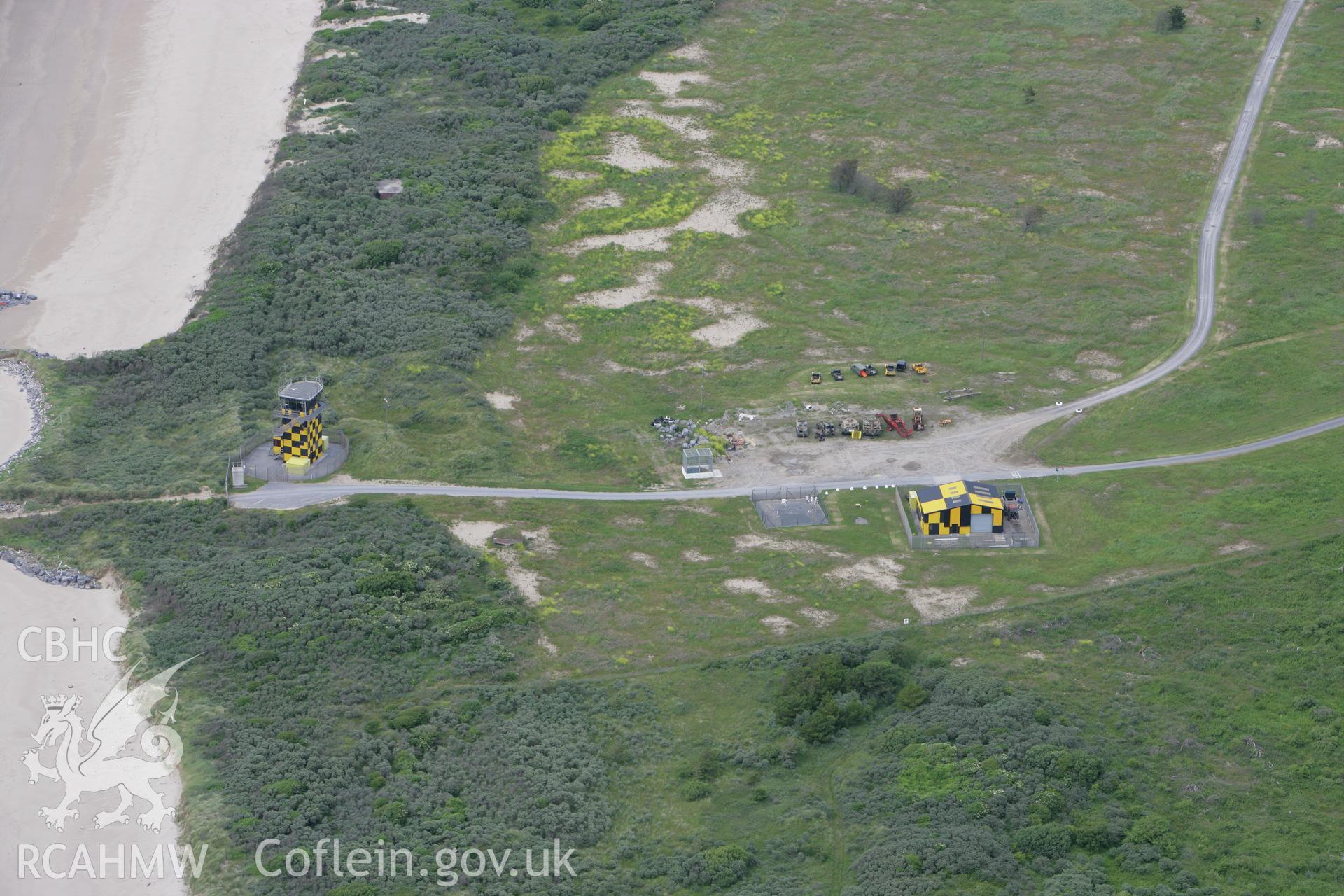 RCAHMW colour oblique photograph of Pembrey Sands, Air Weapons Range. Taken by Toby Driver on 20/06/2008.