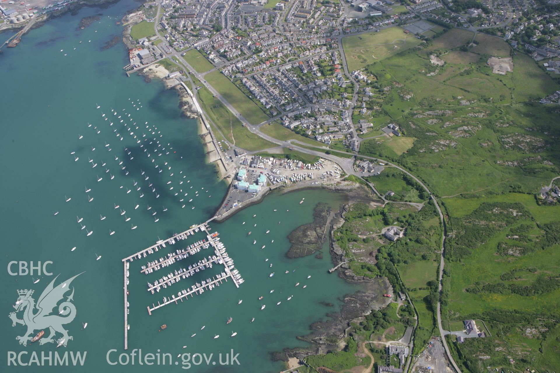 RCAHMW colour oblique photograph of Marina, New Harbour, Holyhead. Taken by Toby Driver on 13/06/2008.