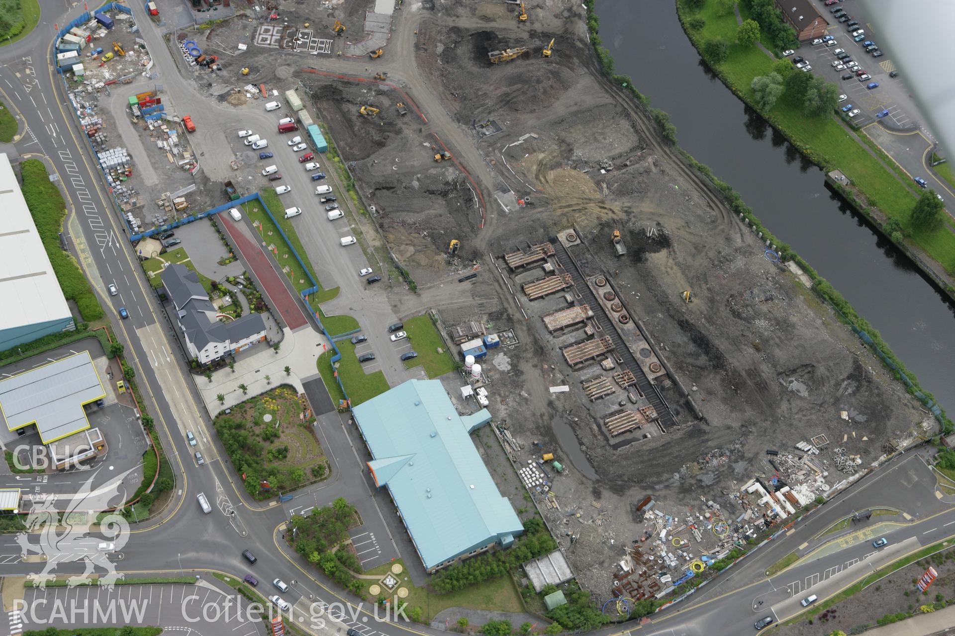 RCAHMW colour oblique photograph of Excavations, Upper Bank Copperworks, Swansea. Taken by Toby Driver on 20/06/2008.