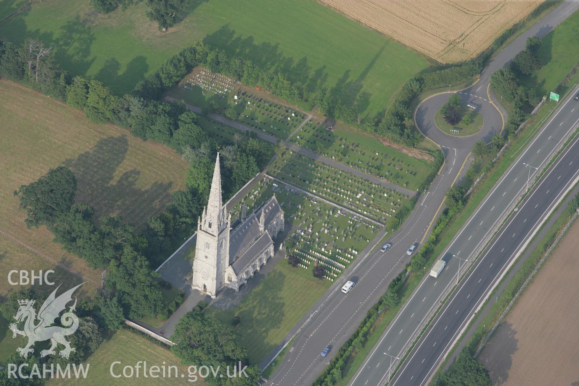 RCAHMW colour oblique photograph of St Margaret's Church (The Marble Church), Bodelwyddan. Taken by Toby Driver on 24/07/2008.