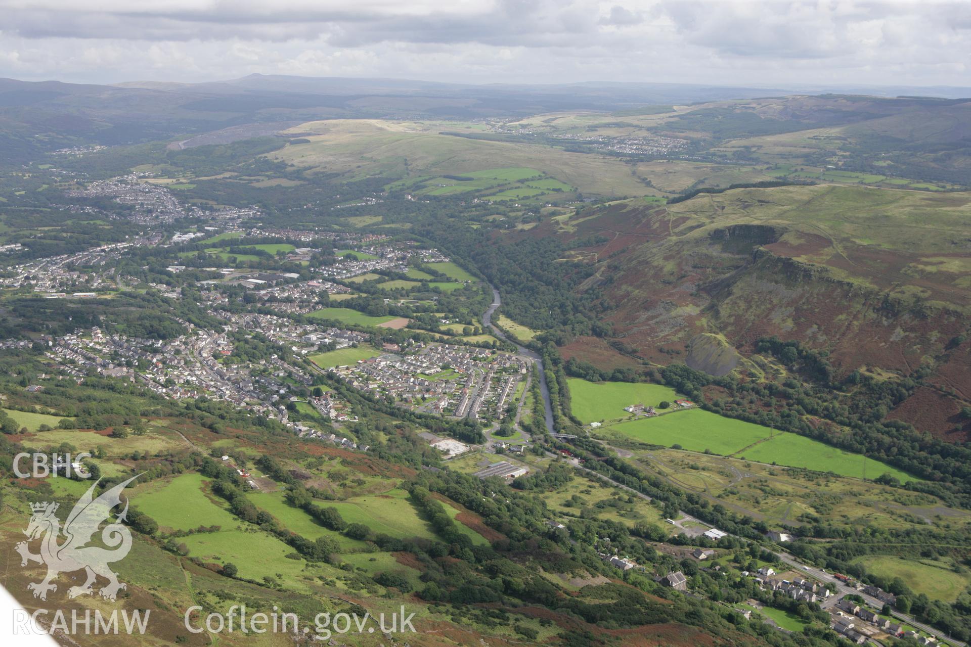 RCAHMW colour oblique photograph of Ystalyfera village. Taken by Toby Driver on 12/09/2008.