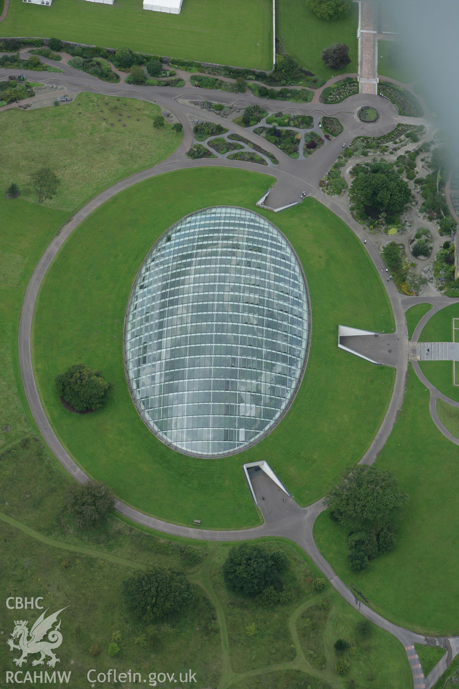 RCAHMW colour oblique photograph of The Great Glasshouse, National Botanic Garden of Wales. Taken by Toby Driver on 12/09/2008.