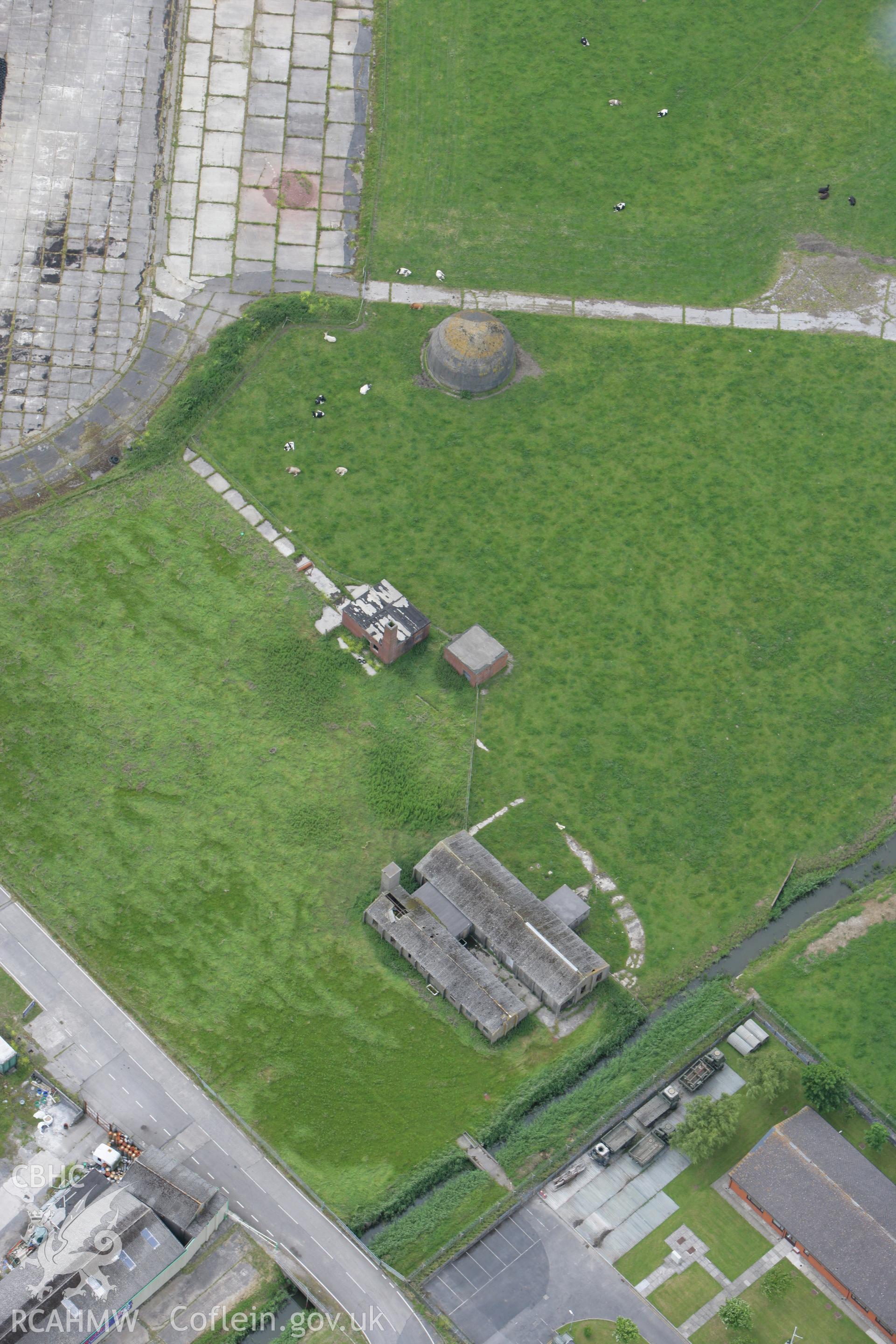 RCAHMW colour oblique photograph of Dome Gunnery Trainer, Pembrey Airfield. Taken by Toby Driver on 20/06/2008.