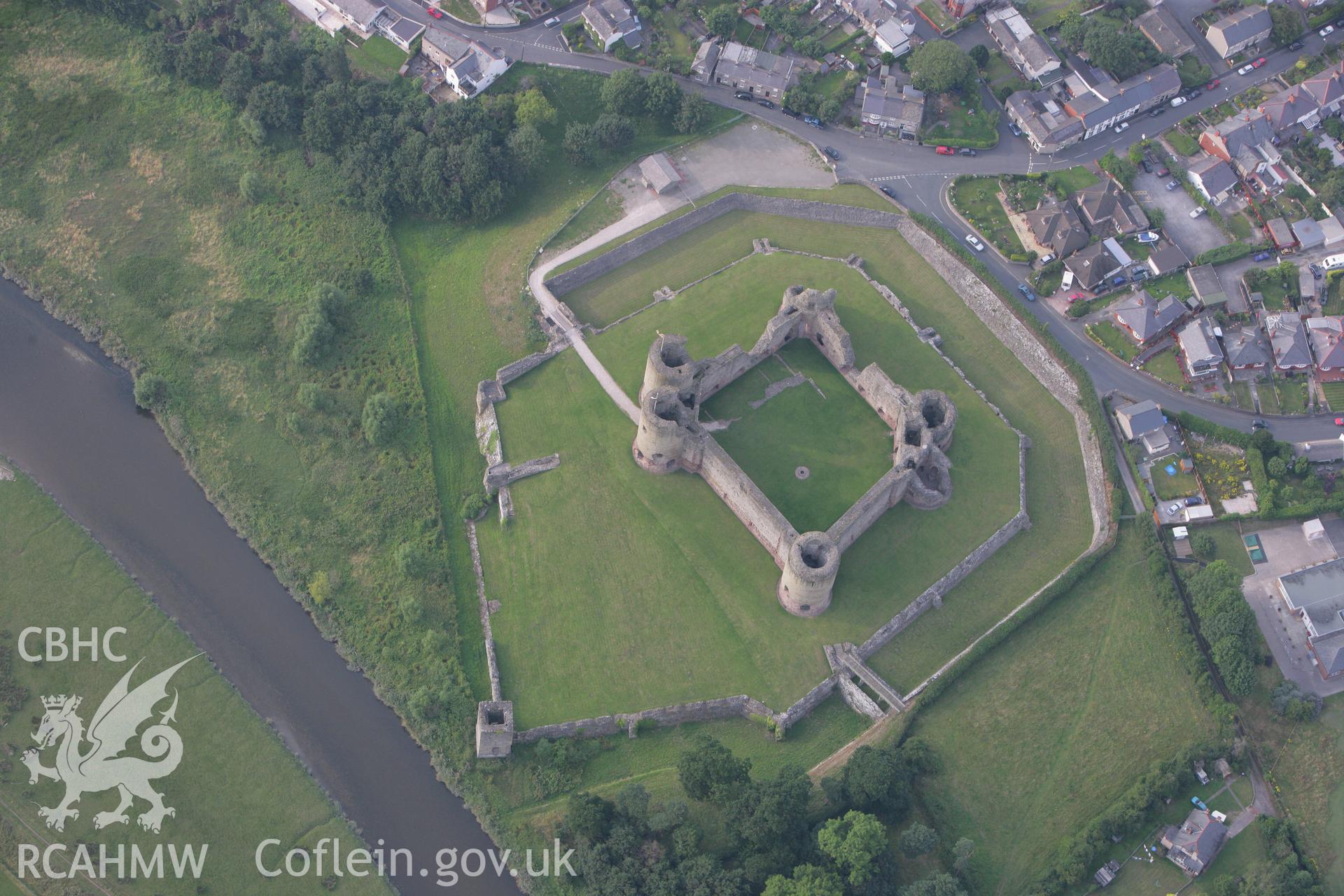 RCAHMW colour oblique photograph of Rhuddlan Castle. Taken by Toby Driver on 24/07/2008.