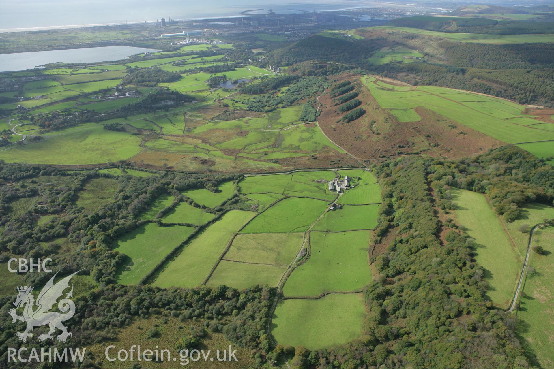 RCAHMW colour oblique photograph of landcape looking west over Margam Country Park to Margam Moors. Taken by Toby Driver on 16/10/2008.
