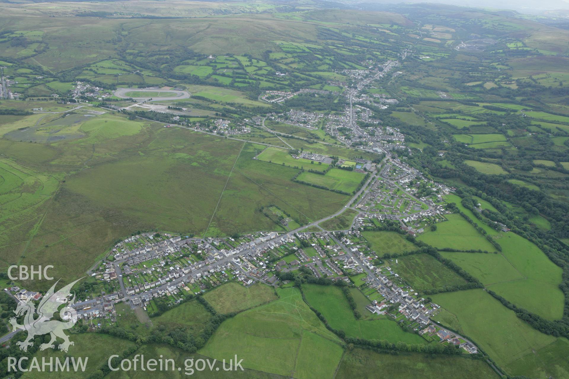 RCAHMW colour oblique photograph of Brynamman, from the north. Taken by Toby Driver on 12/09/2008.