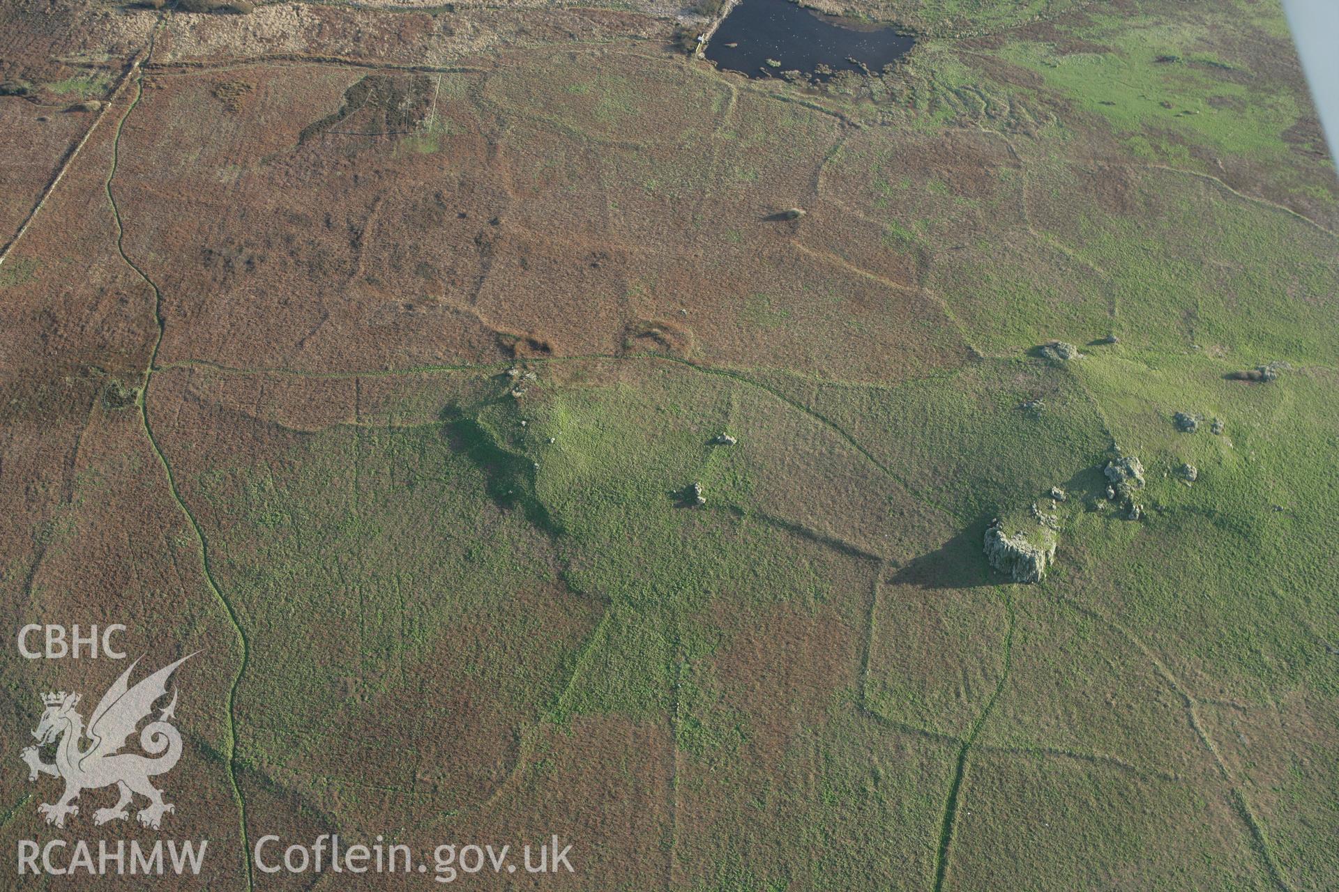 RCAHMW colour oblique photograph of Settlements and field systems, Skomer Island, northern fields and hut groups, from north. Taken by Toby Driver on 04/03/2008.