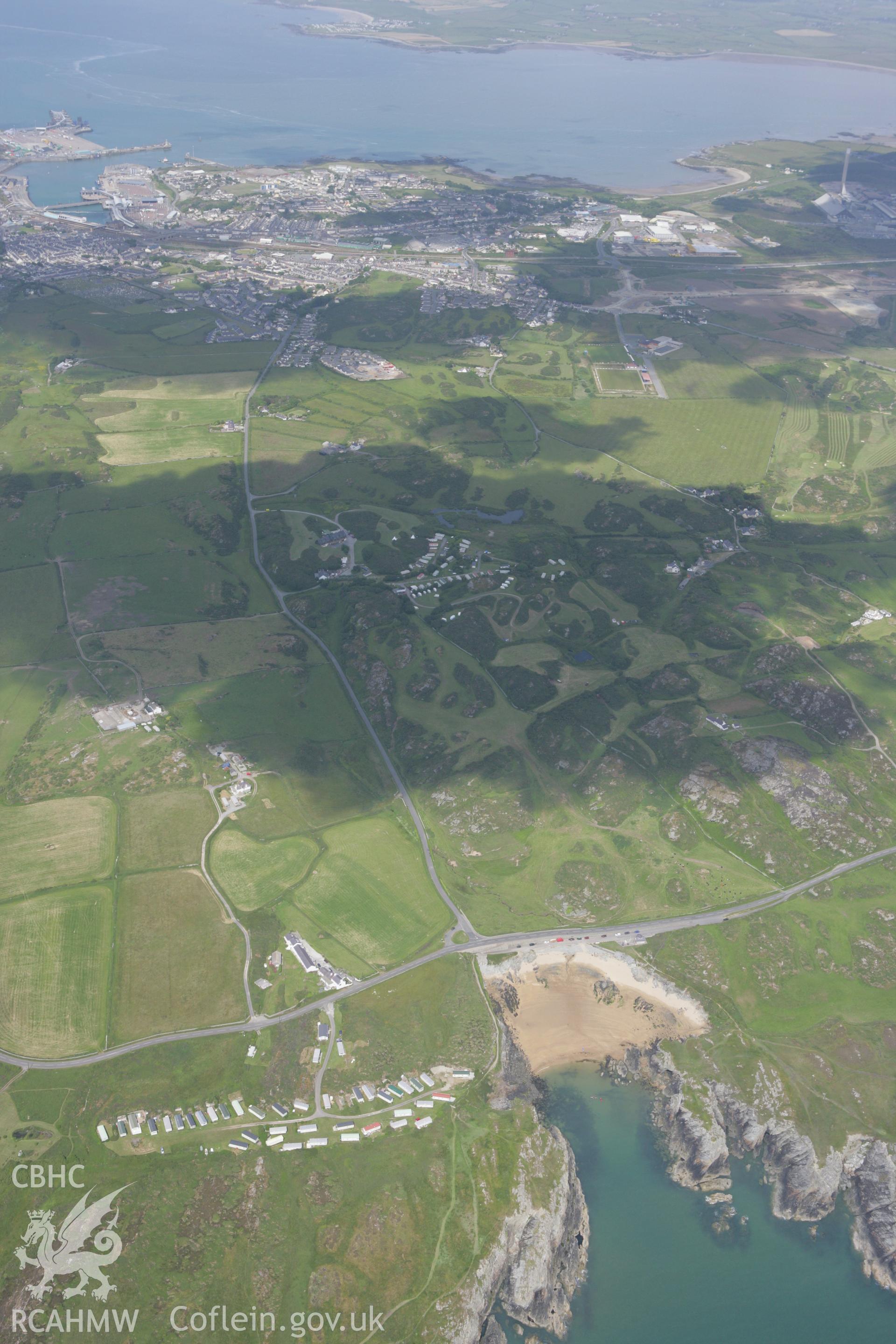 RCAHMW colour oblique photograph of Port Dafarch, Cytiau'r Gwyddelod, Settlement and Burial Complex. Taken by Toby Driver on 13/06/2008.