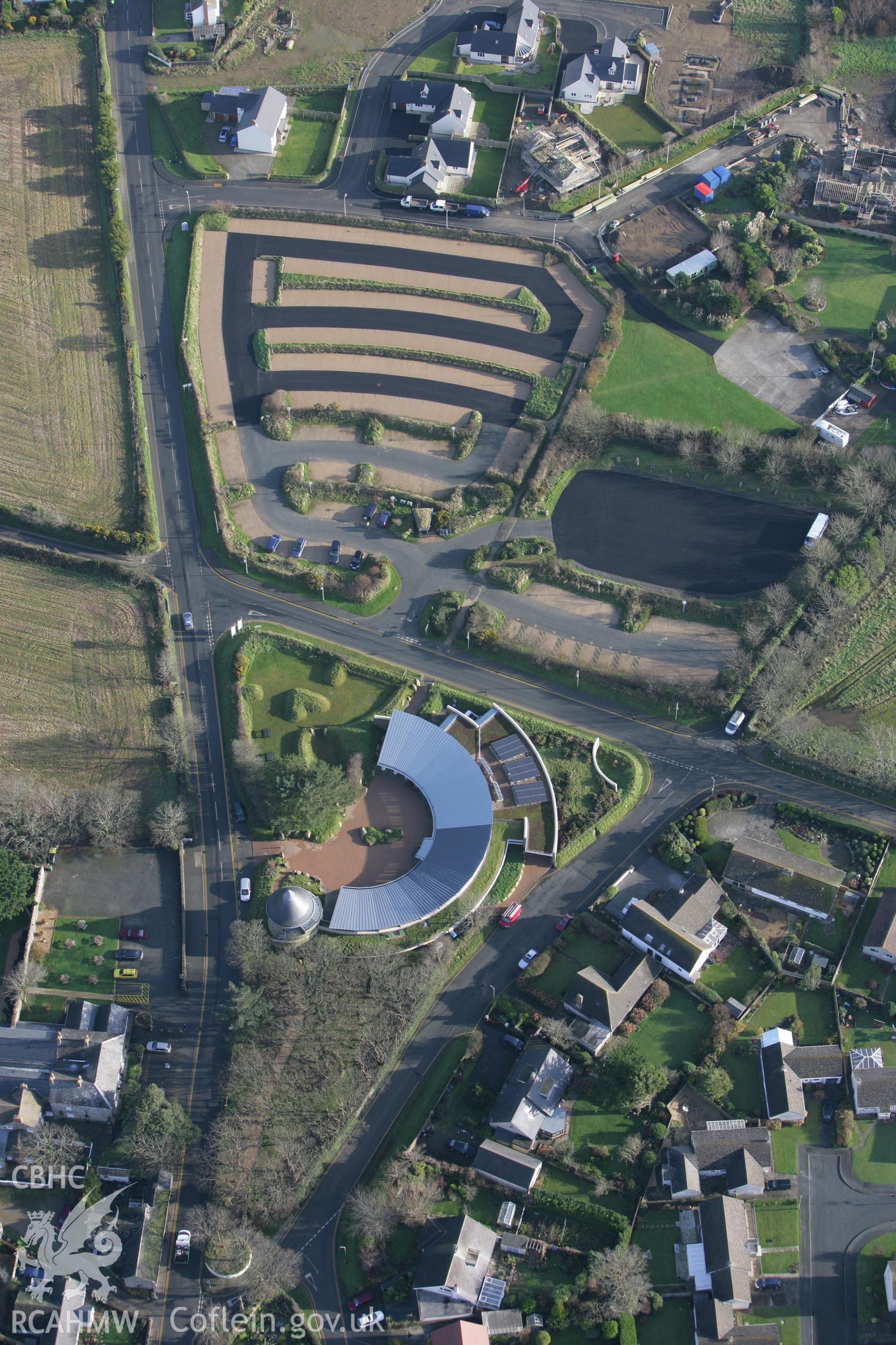 RCAHMW colour oblique photograph of St David's Visitor Centre and Oriel Y Parc Landscape Gallery. Taken by Toby Driver on 15/12/2008.