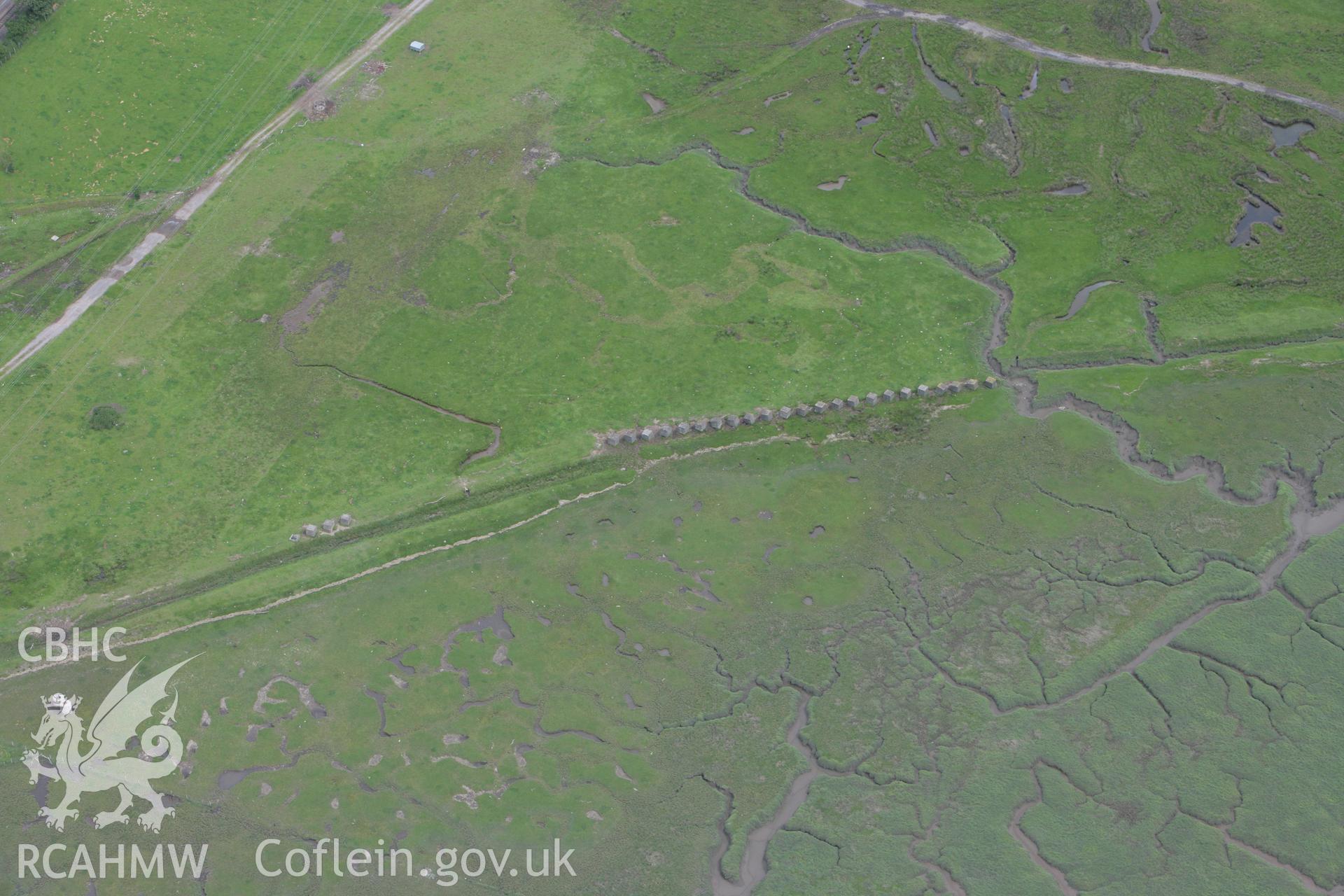 RCAHMW colour oblique photograph of Tank Traps, Lougher. Taken by Toby Driver on 20/06/2008.