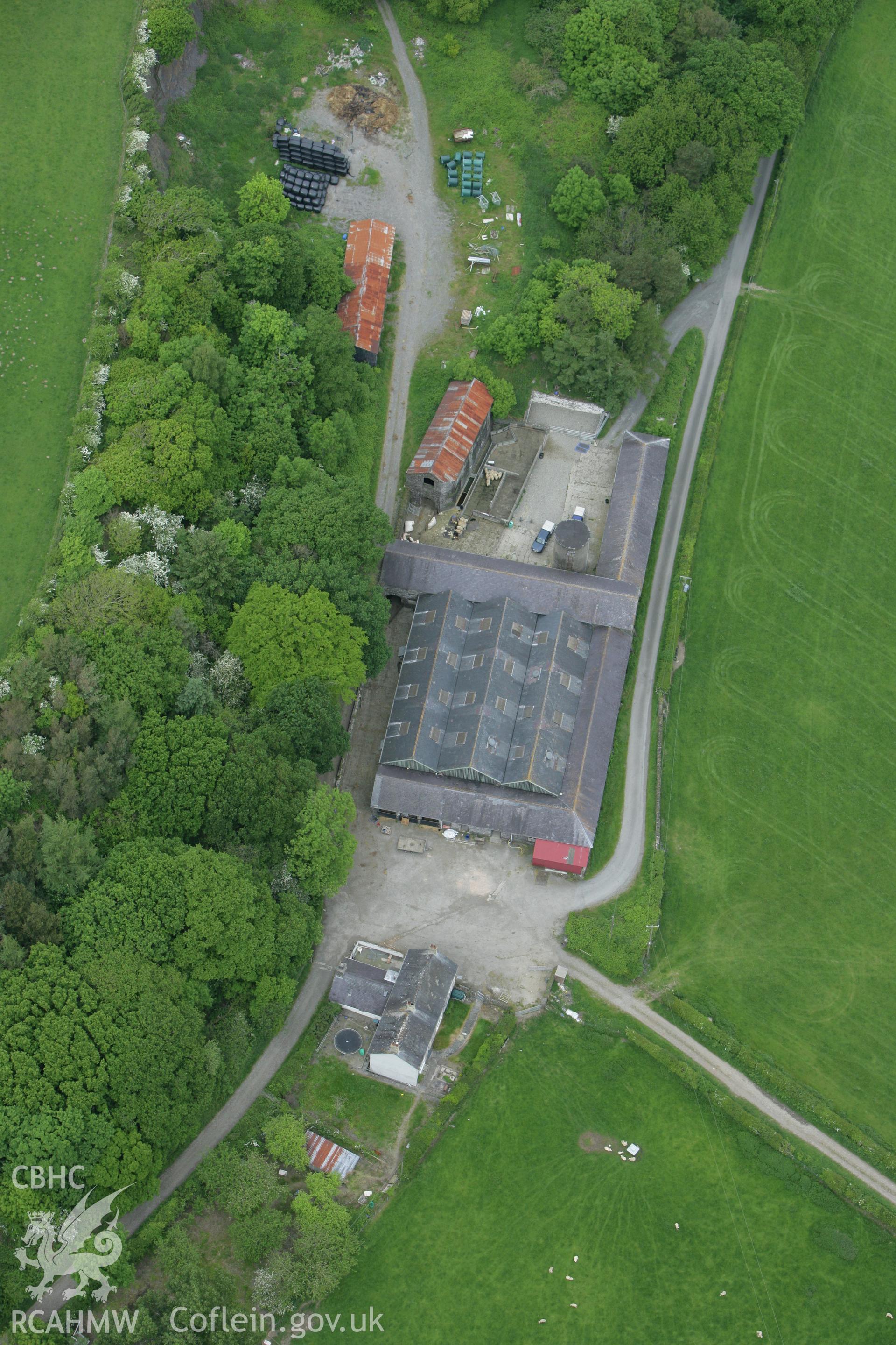 RCAHMW colour oblique photograph of Tan-y-graig Farm, Llanfarian. Taken by Toby Driver on 20/05/2008.