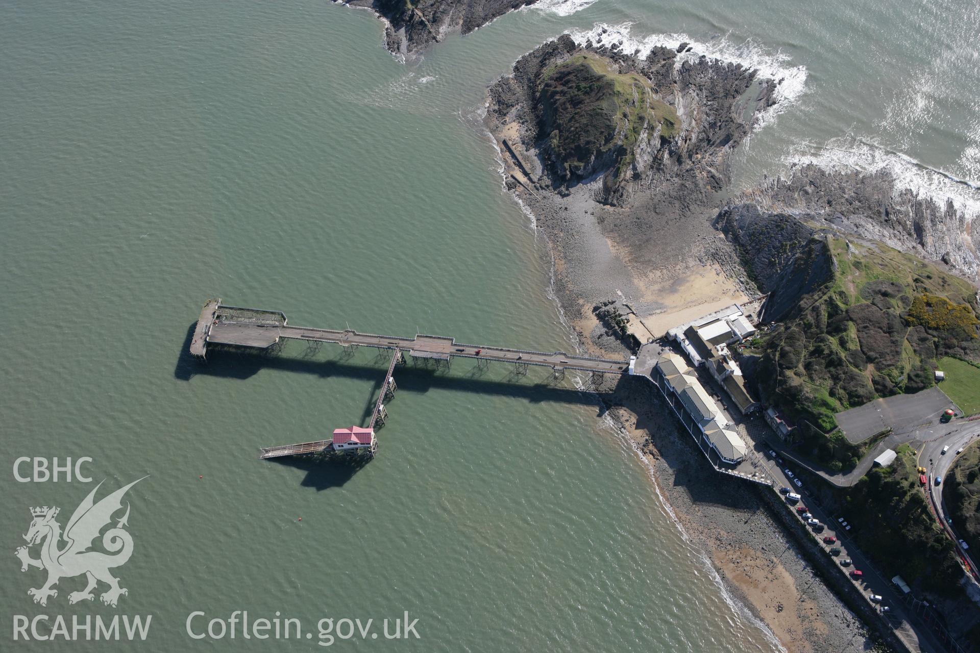 RCAHMW colour oblique photograph of Mumbles Pier. Taken by Toby Driver on 04/03/2008.