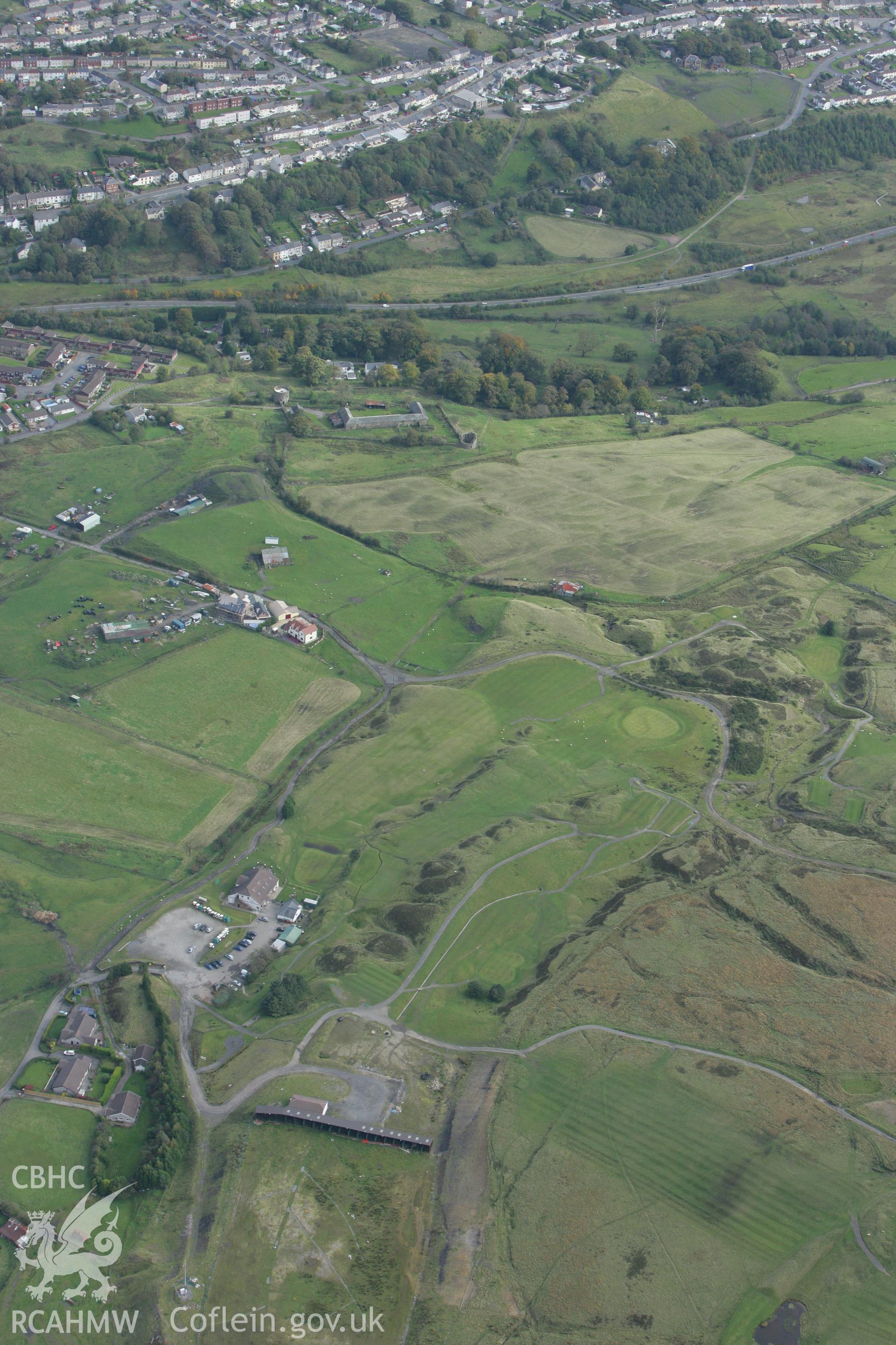 RCAHMW colour oblique photograph of West Monmouthshire Golf Club. Taken by Toby Driver on 10/10/2008.