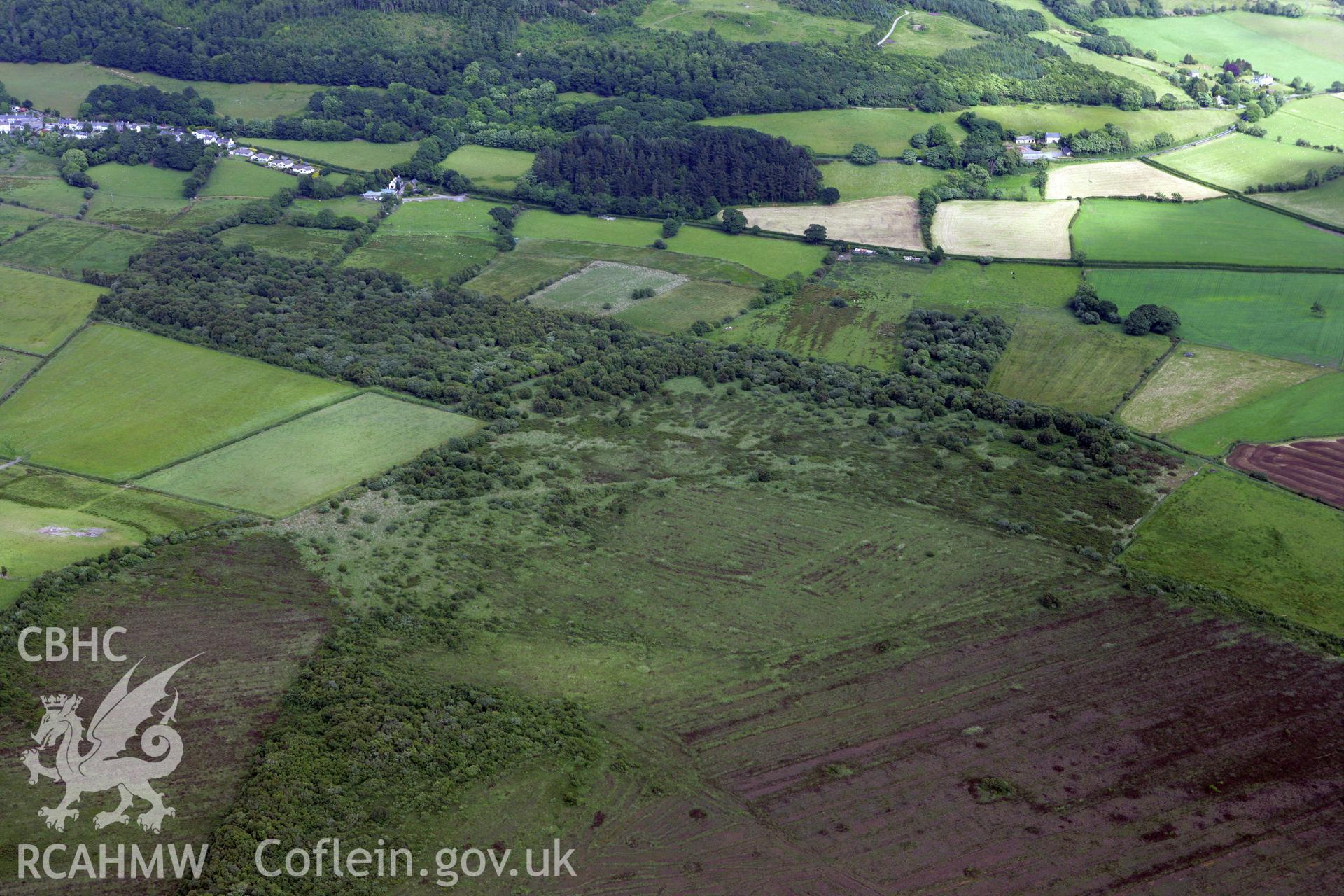 RCAHMW colour oblique photograph of Llangynfelin Timber Trackway. Taken by Toby Driver on 13/06/2008.