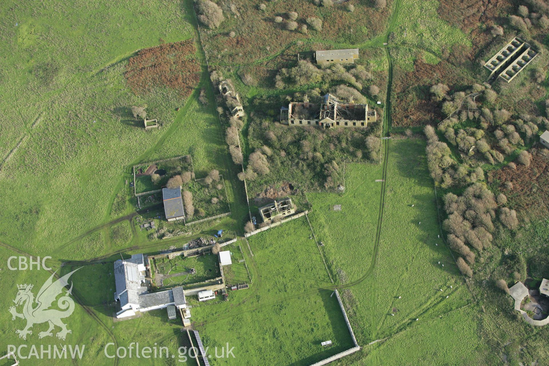 RCAHMW colour oblique photograph of Flat Holm Grange and Isolation Hospital. Taken by Toby Driver on 12/11/2008.