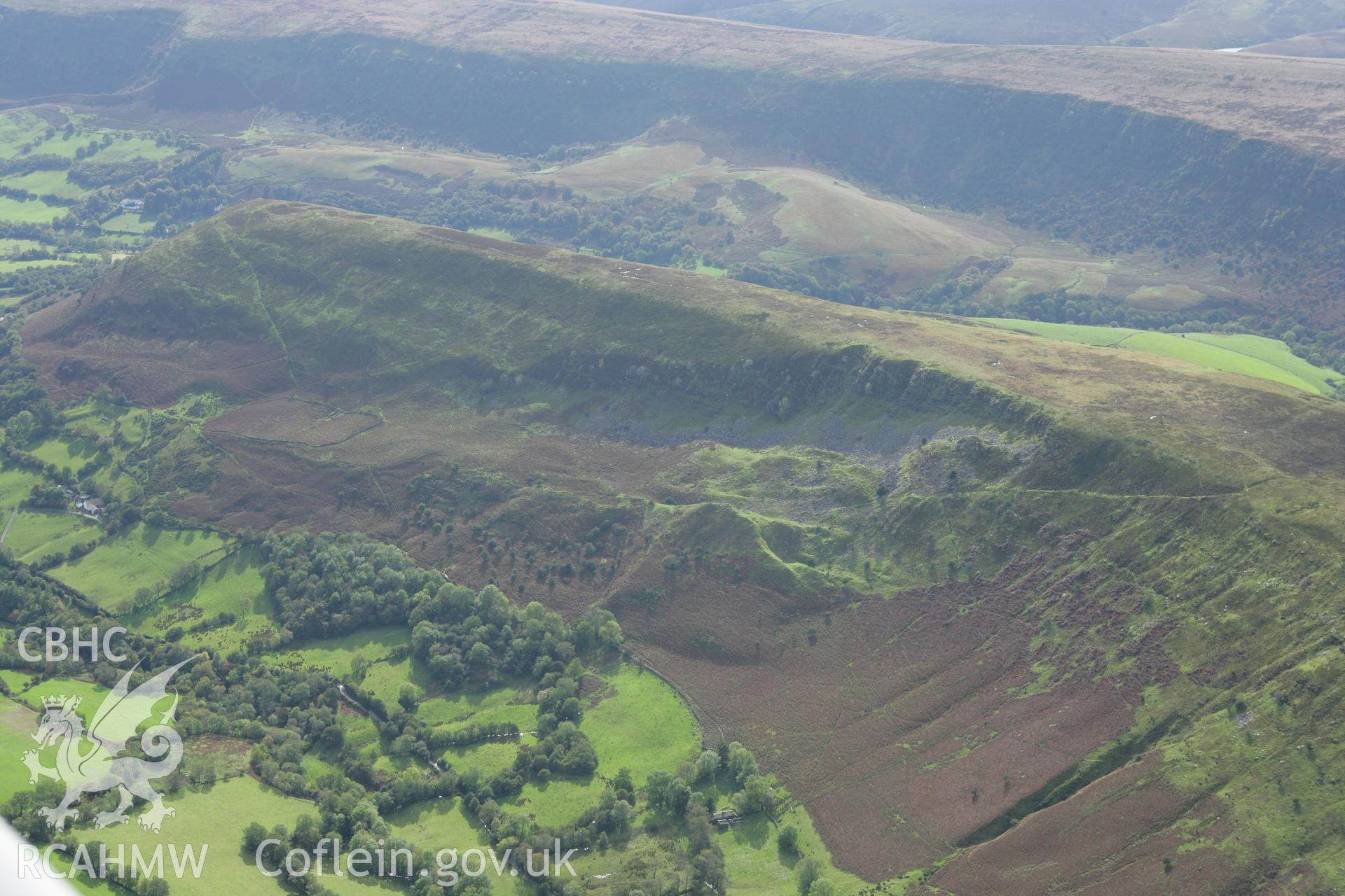 RCAHMW colour oblique photograph of Darren Lwyd Quarry. Taken by Toby Driver on 10/10/2008.