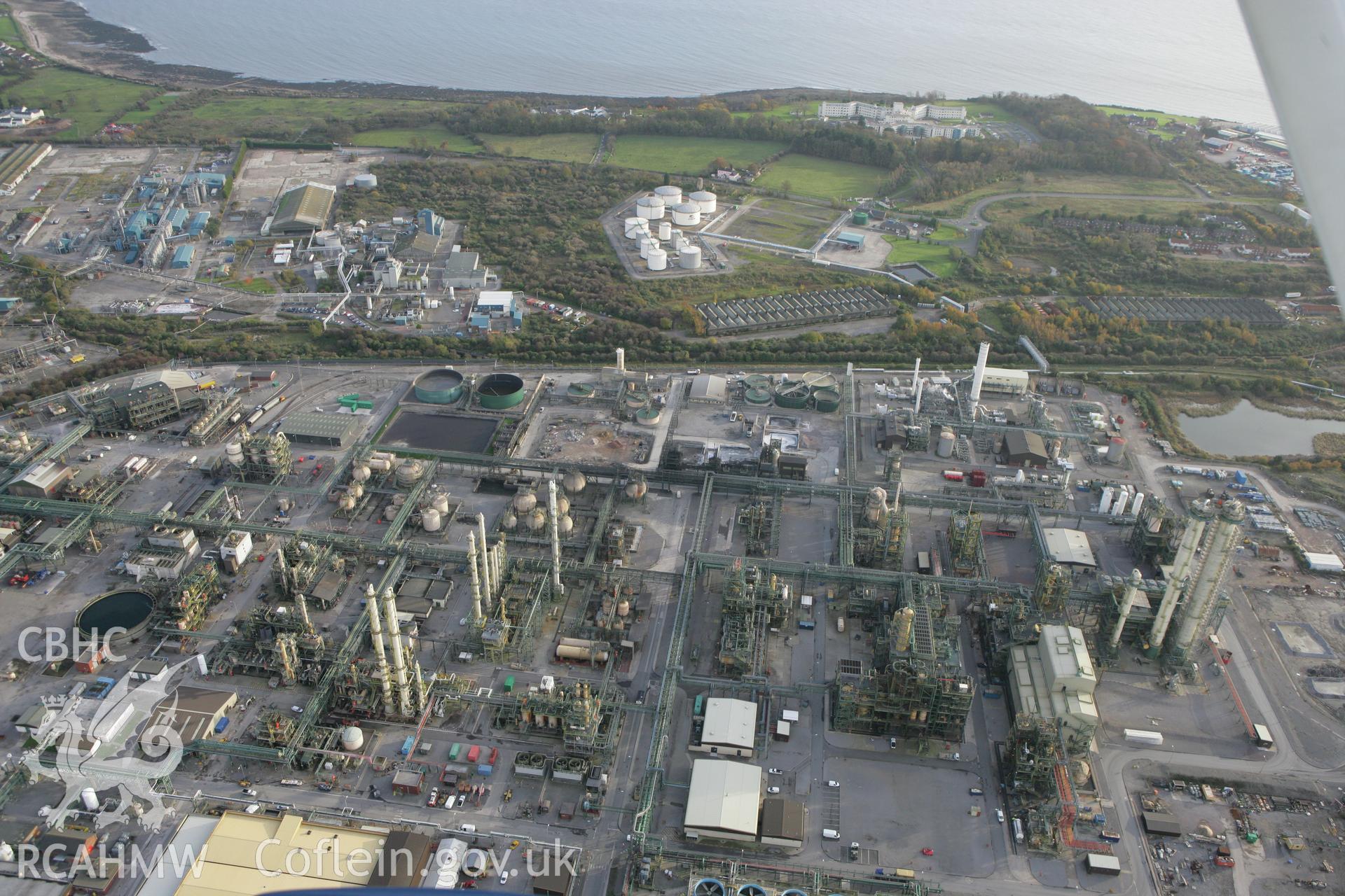 RCAHMW colour oblique photograph of Palmerston Industrial Works. Taken by Toby Driver on 12/11/2008.