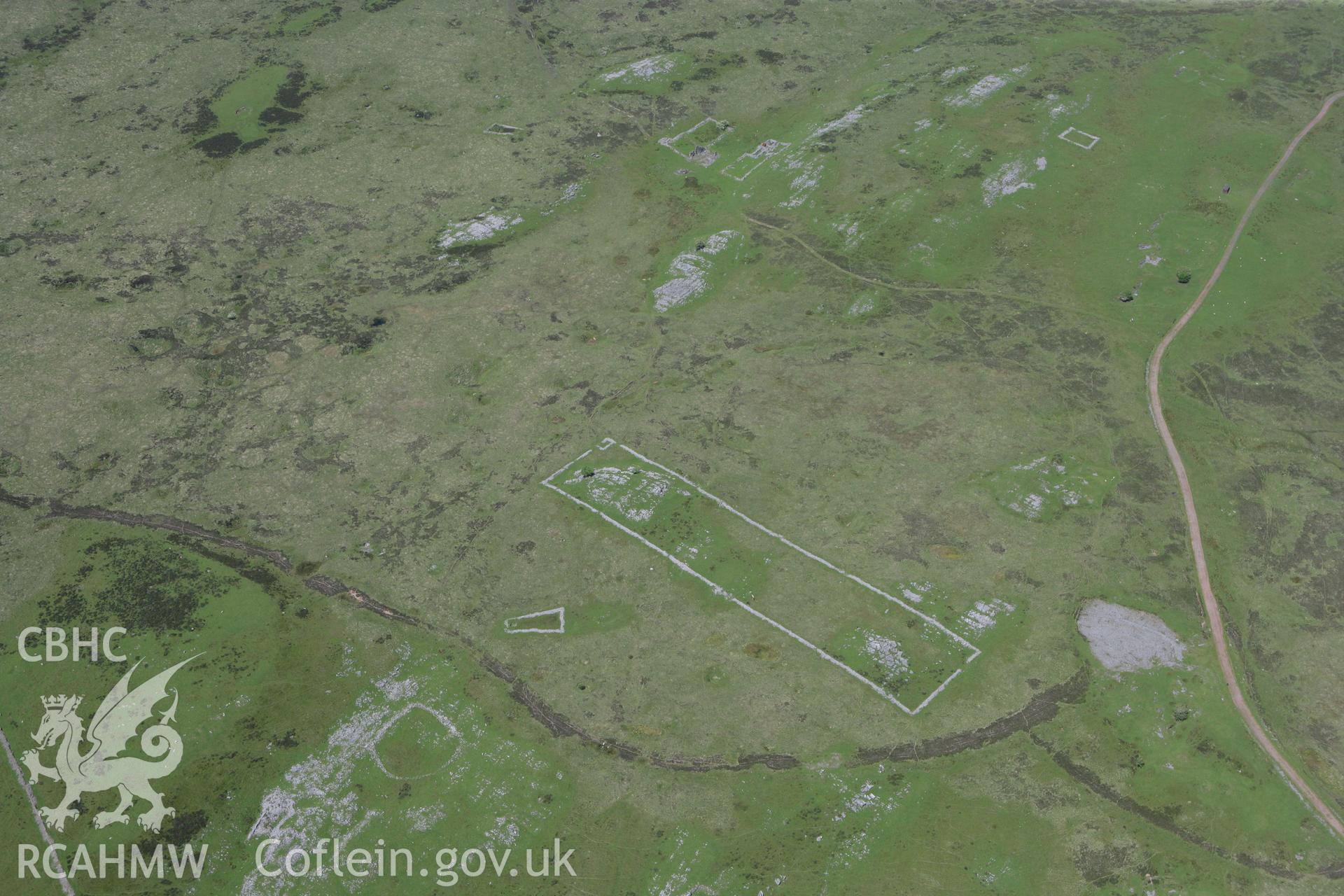 RCAHMW colour oblique photograph of Pant Mawr Enclosure and Limeworking Complex. Taken by Toby Driver on 09/06/2008.