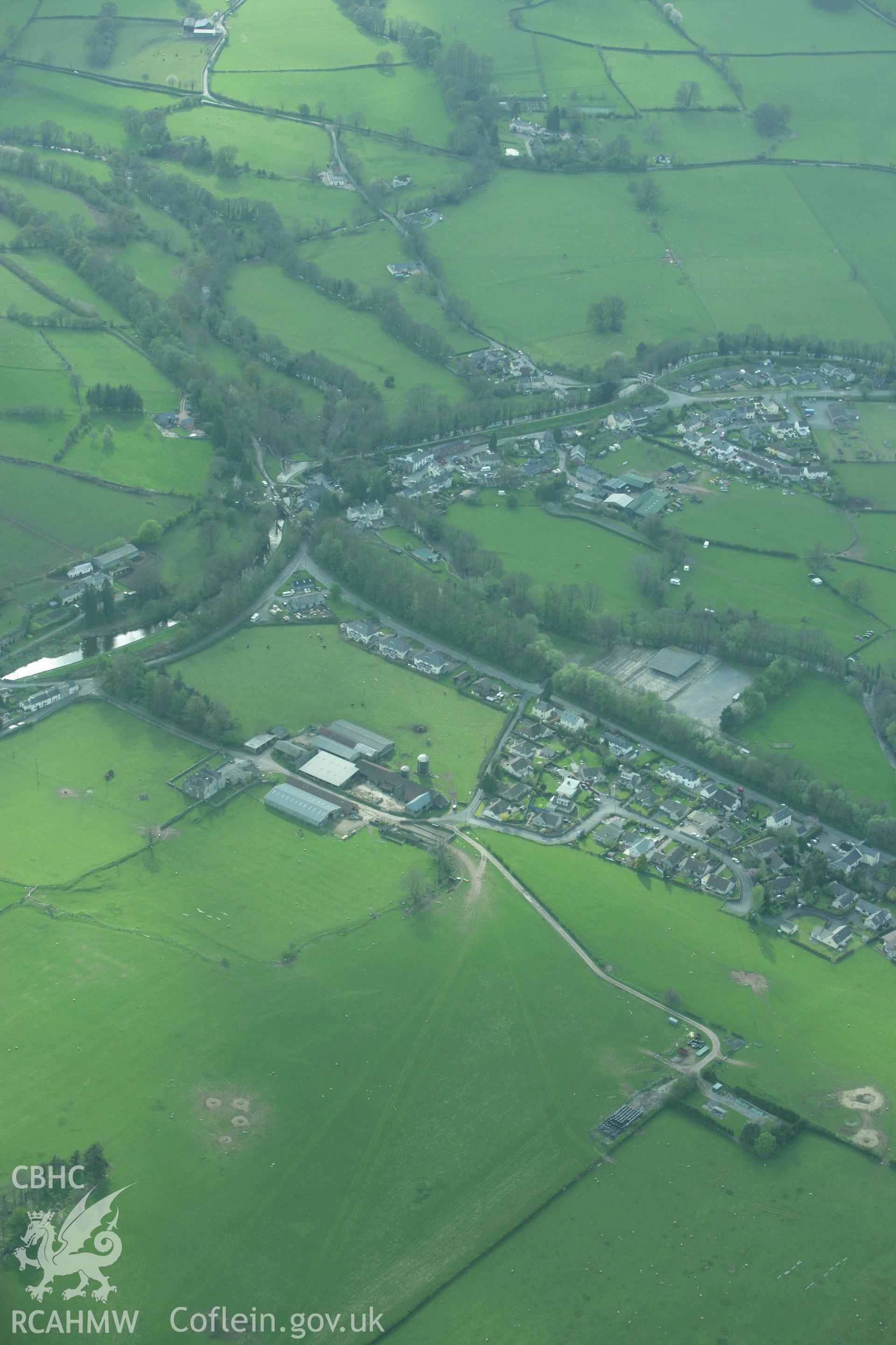 RCAHMW colour oblique photograph of Talybont-on-Usk. Taken by Toby Driver on 02/05/2008.