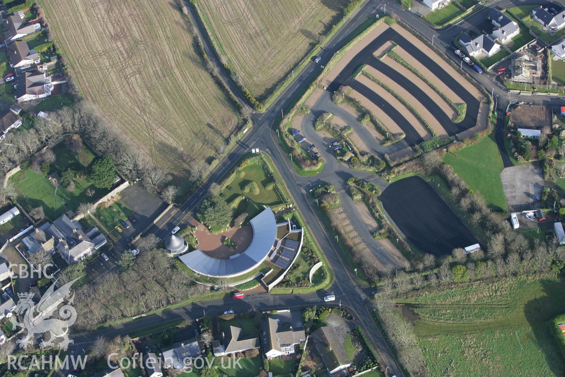 RCAHMW colour oblique photograph of St David's Visitor Centre and Oriel Y Parc Landscape Gallery. Taken by Toby Driver on 15/12/2008.