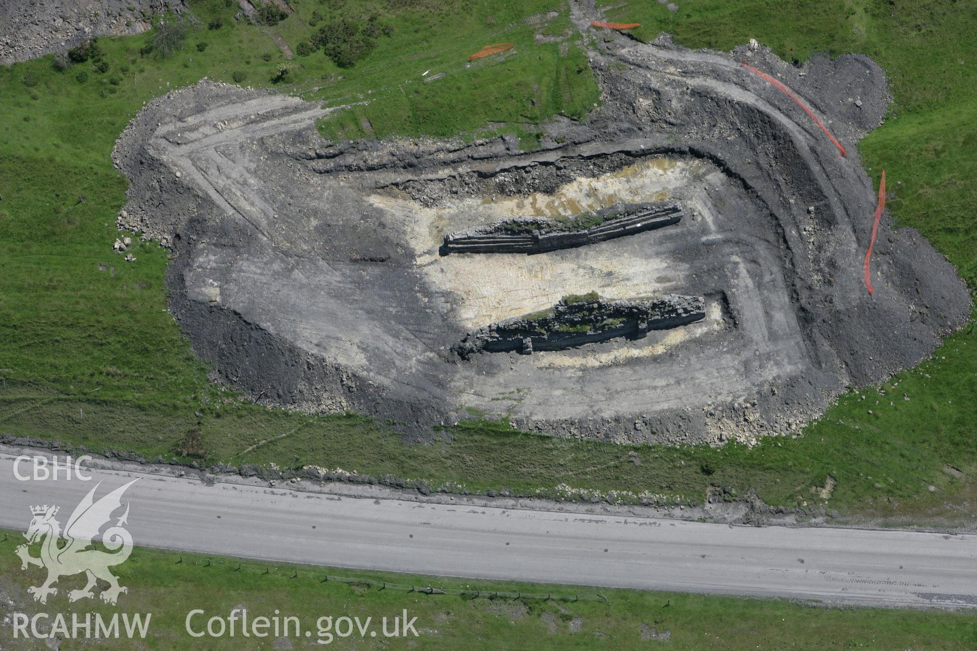 RCAHMW colour oblique photograph of excavations by the Glamorgan-Gwent Archaeological Trust at Ffos-y-fran, Merthyr Tydfil. Taken by Toby Driver on 09/06/2008.