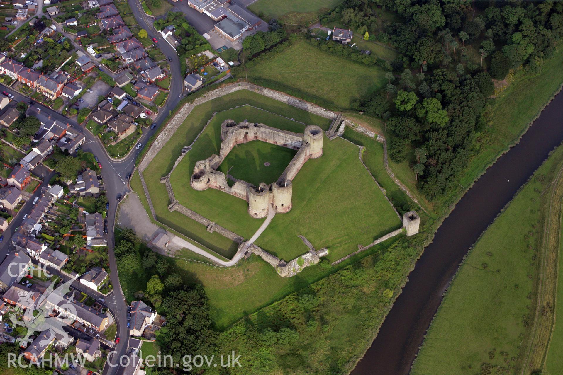 RCAHMW colour oblique photograph of Rhuddlan Castle. Taken by Toby Driver on 24/07/2008.