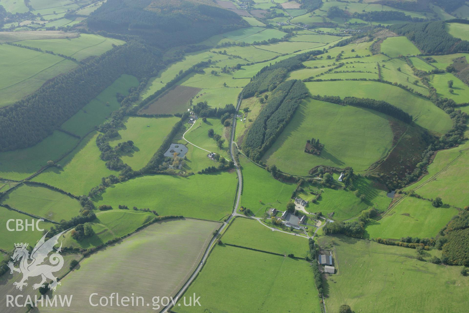 RCAHMW colour oblique photograph of the site of the battle of Pilleth. Taken by Toby Driver on 10/10/2008.