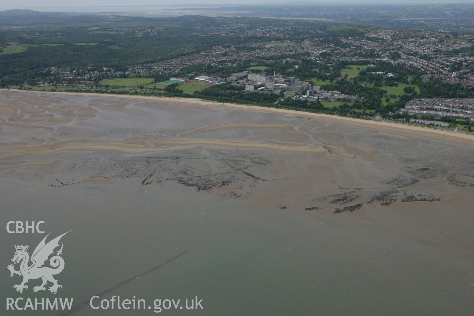 RCAHMW colour oblique photograph of Swansea Bay Fish Traps 4, 5, 7, 6 and 27. Taken by Toby Driver on 20/06/2008.