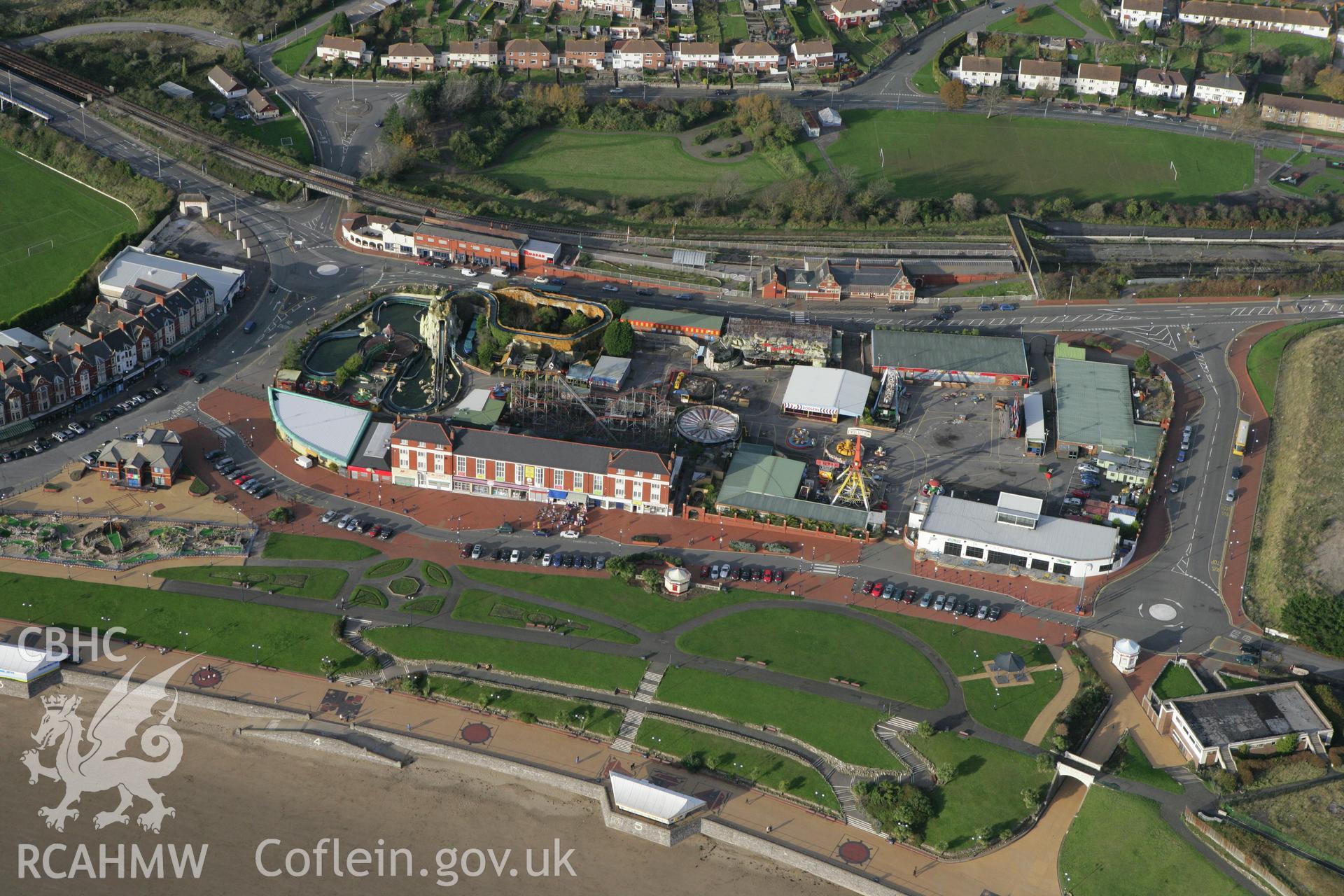 RCAHMW colour oblique photograph of Barry Island Pleasure Park. Taken by Toby Driver on 12/11/2008.