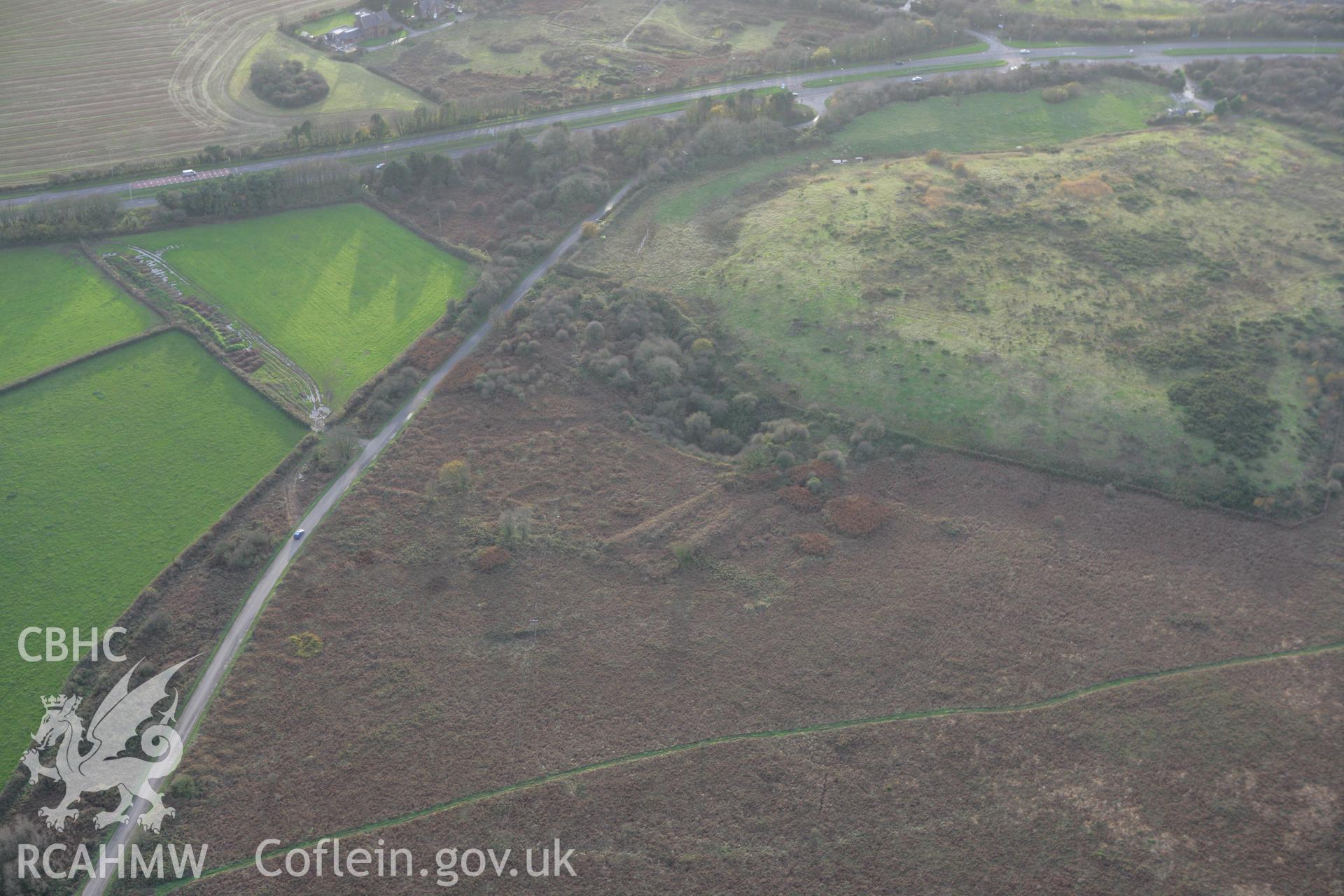 RCAHMW colour oblique photograph of Stormy Down Quarry. Taken by Toby Driver on 12/11/2008.