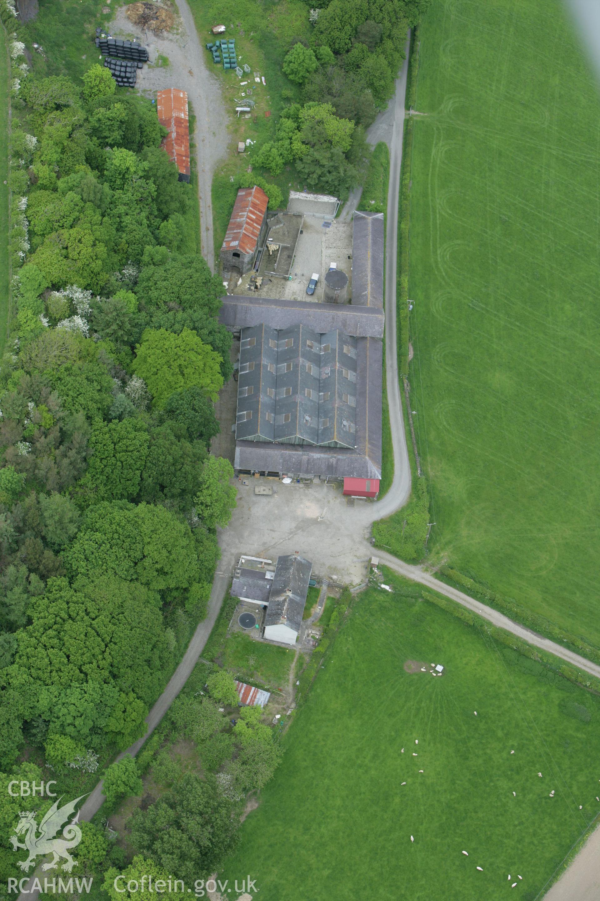 RCAHMW colour oblique photograph of Tan-y-graig Farm, Llanfarian. Taken by Toby Driver on 20/05/2008.