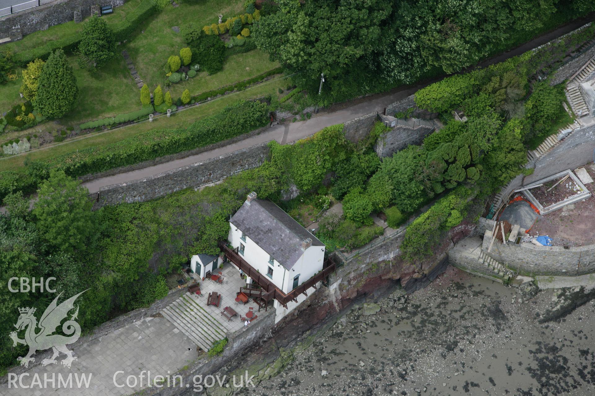 RCAHMW colour oblique photograph of The Boathouse, Laugharne. Taken by Toby Driver on 20/06/2008.