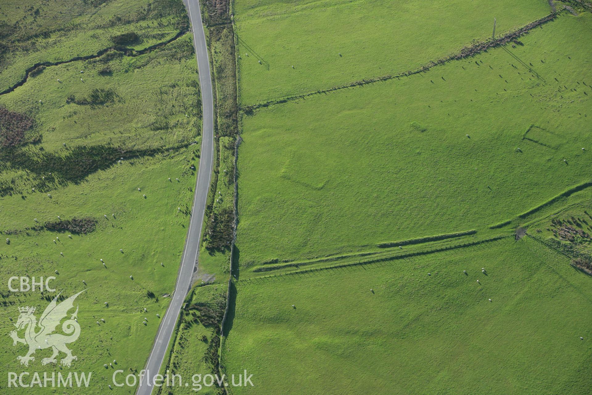 RCAHMW colour oblique photograph of Fforest Gwladys Roman Practice Works. Taken by Toby Driver on 16/10/2008.
