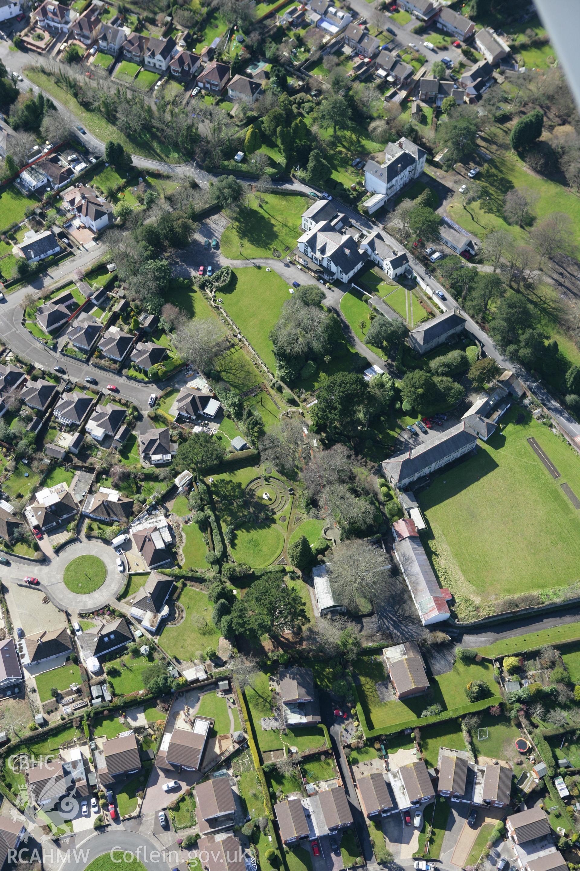 RCAHMW colour oblique photograph of the Bible College of Wales, Sketty. Taken by Toby Driver on 04/03/2008.