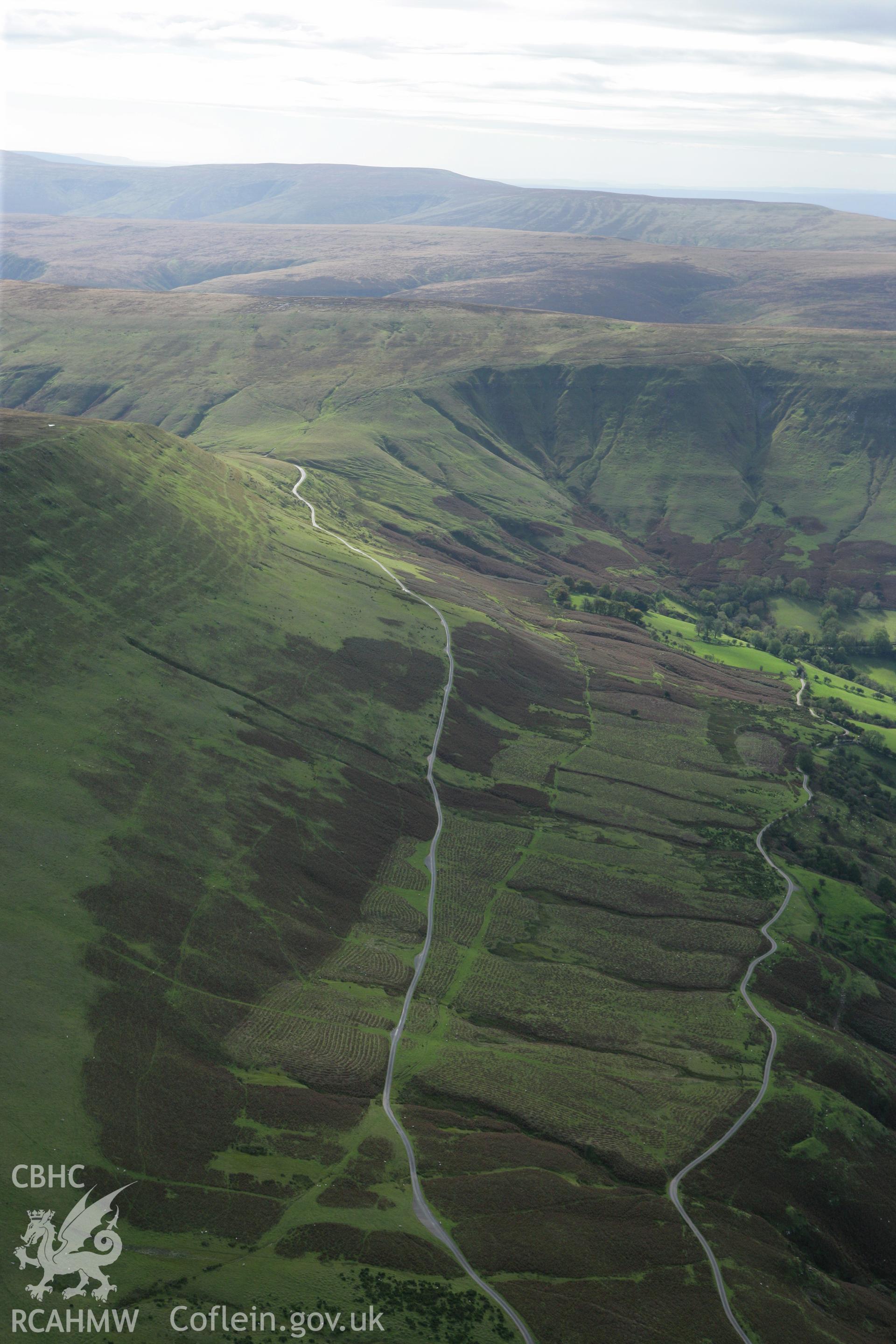 RCAHMW colour oblique photograph of landscape looking south from Llanthony Stone. Taken by Toby Driver on 10/10/2008.